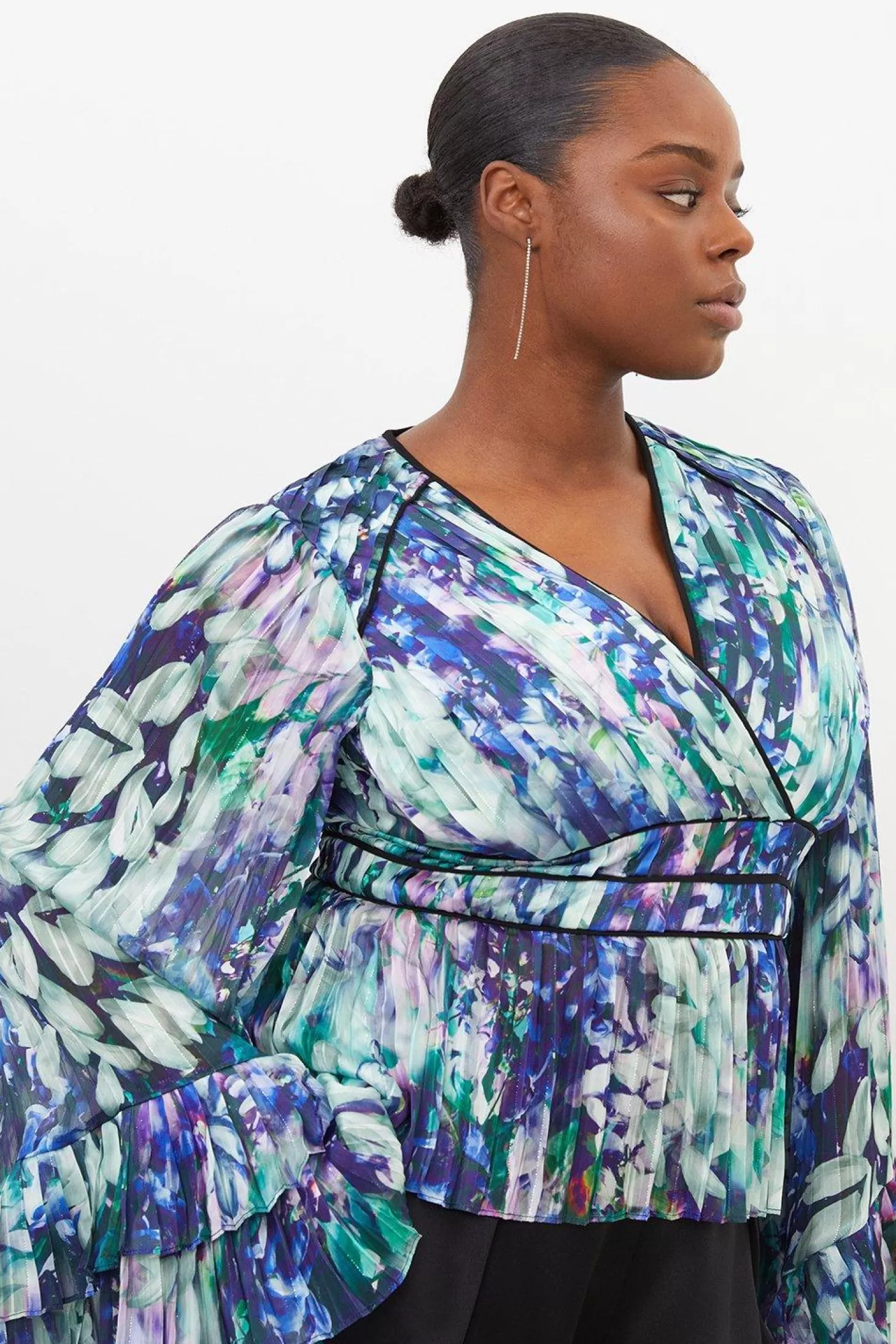 Karen Millen Plus Size Floral Drama Kimono Woven Blouse