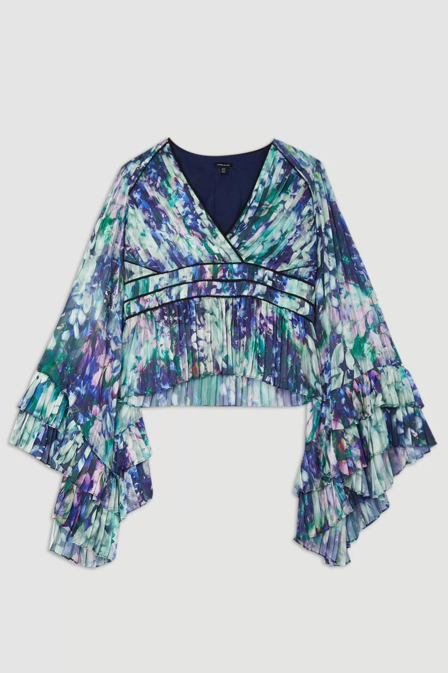 Karen Millen Plus Size Floral Drama Kimono Woven Blouse