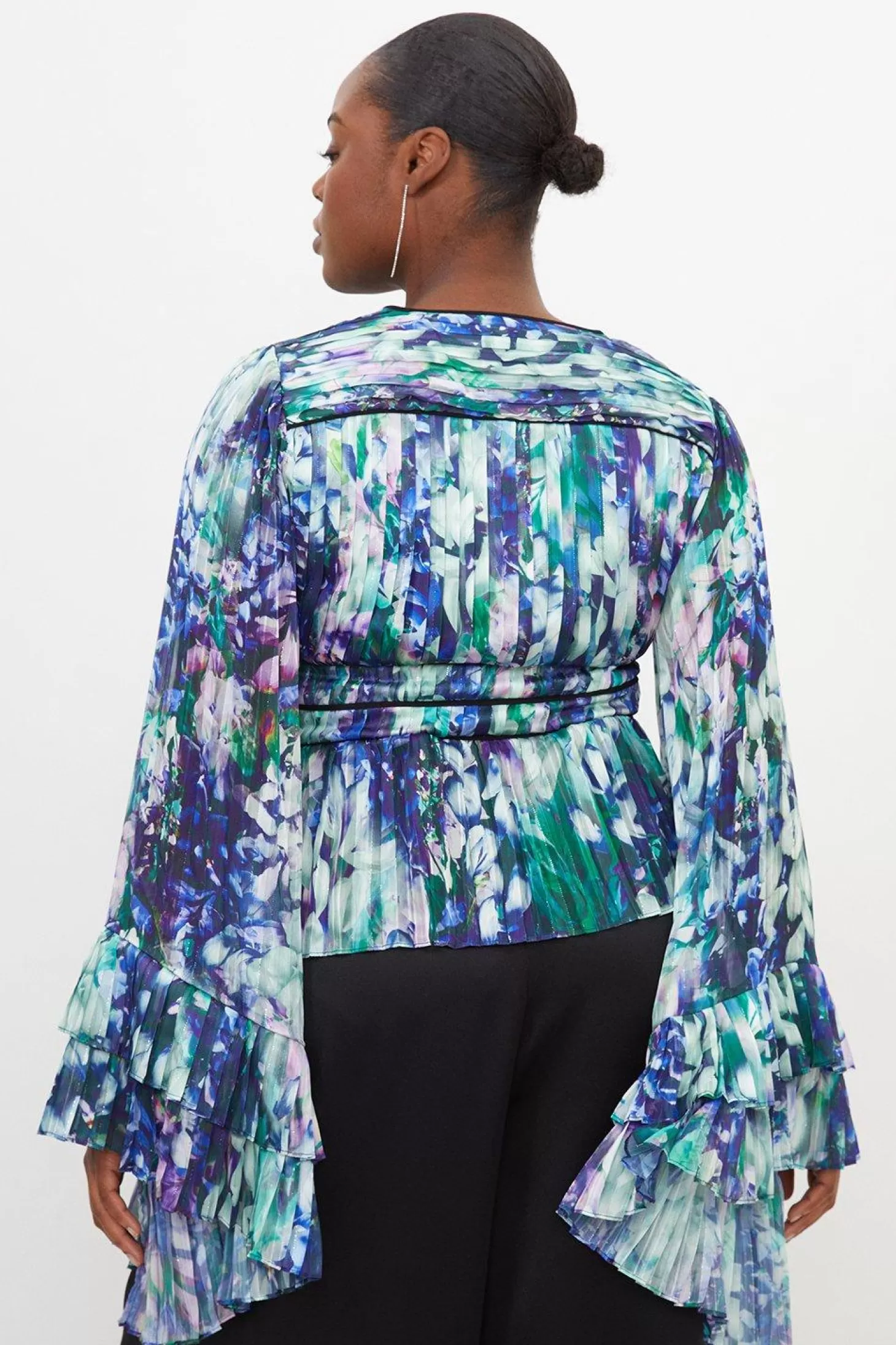 Karen Millen Plus Size Floral Drama Kimono Woven Blouse