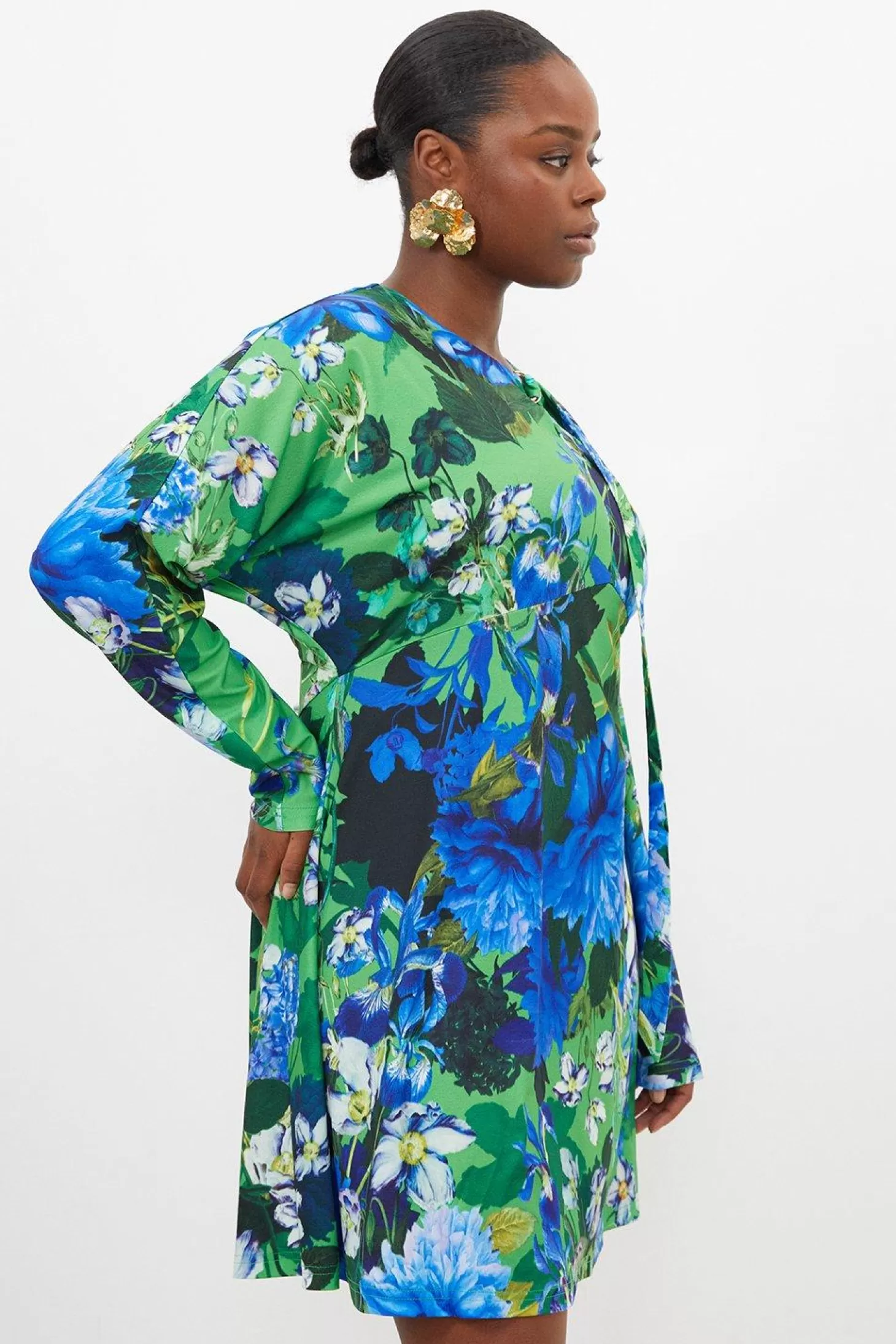 Karen Millen Plus Size Jungle Jersey Crepe Batwing Mini Dress