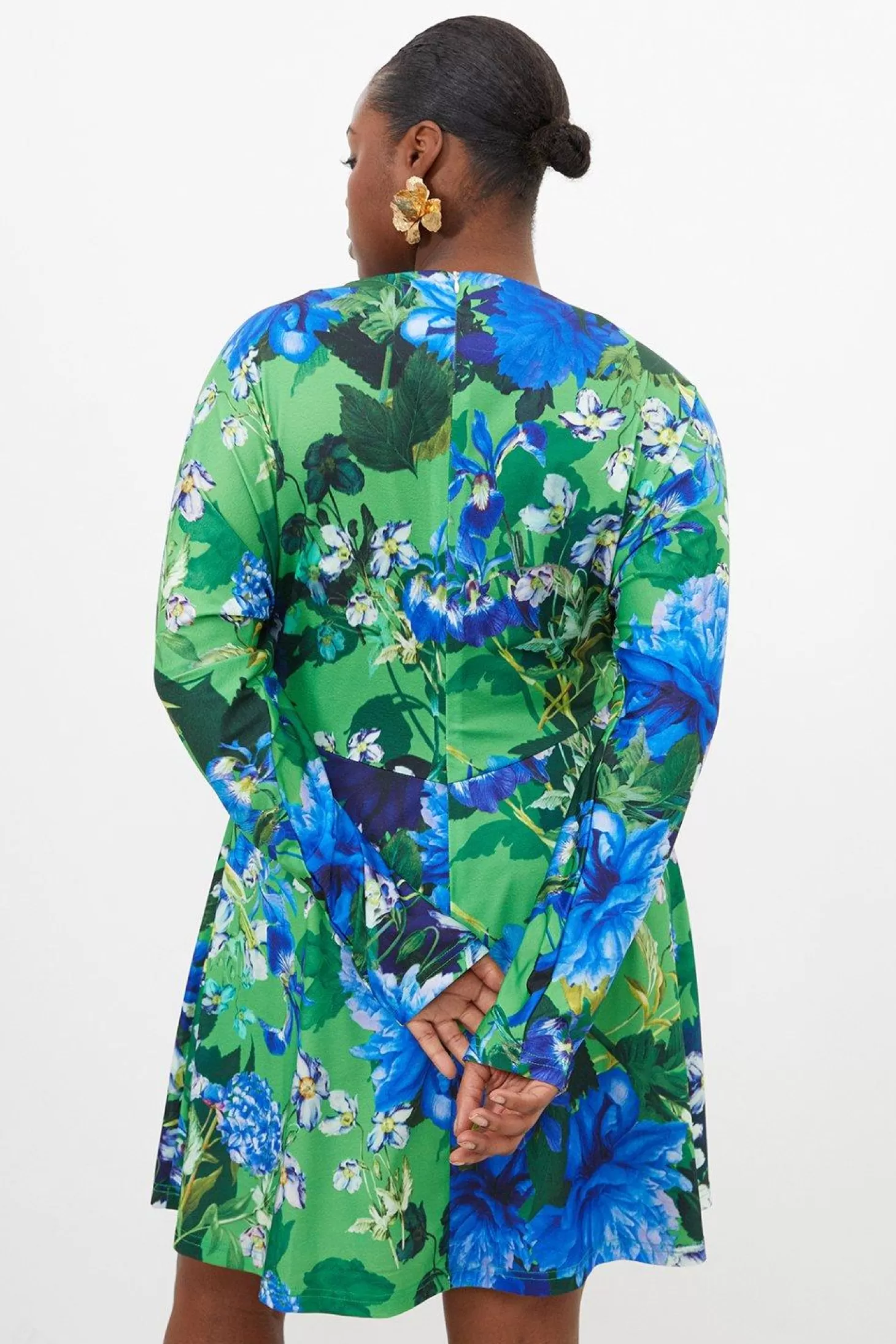 Karen Millen Plus Size Jungle Jersey Crepe Batwing Mini Dress