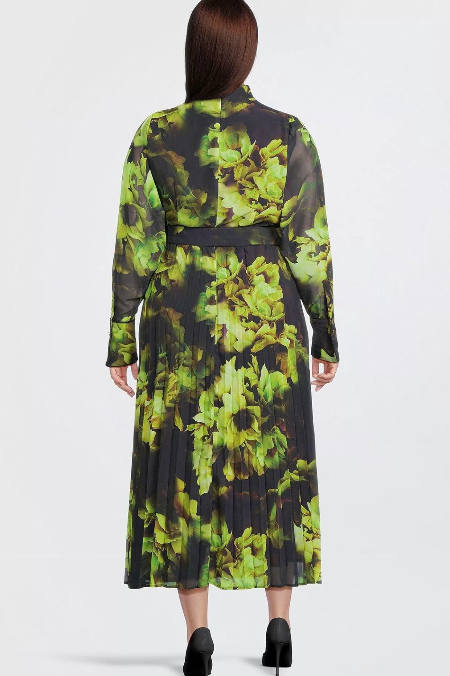 Karen Millen Plus Size Printed Georgette Woven Pleated Maxi Dress