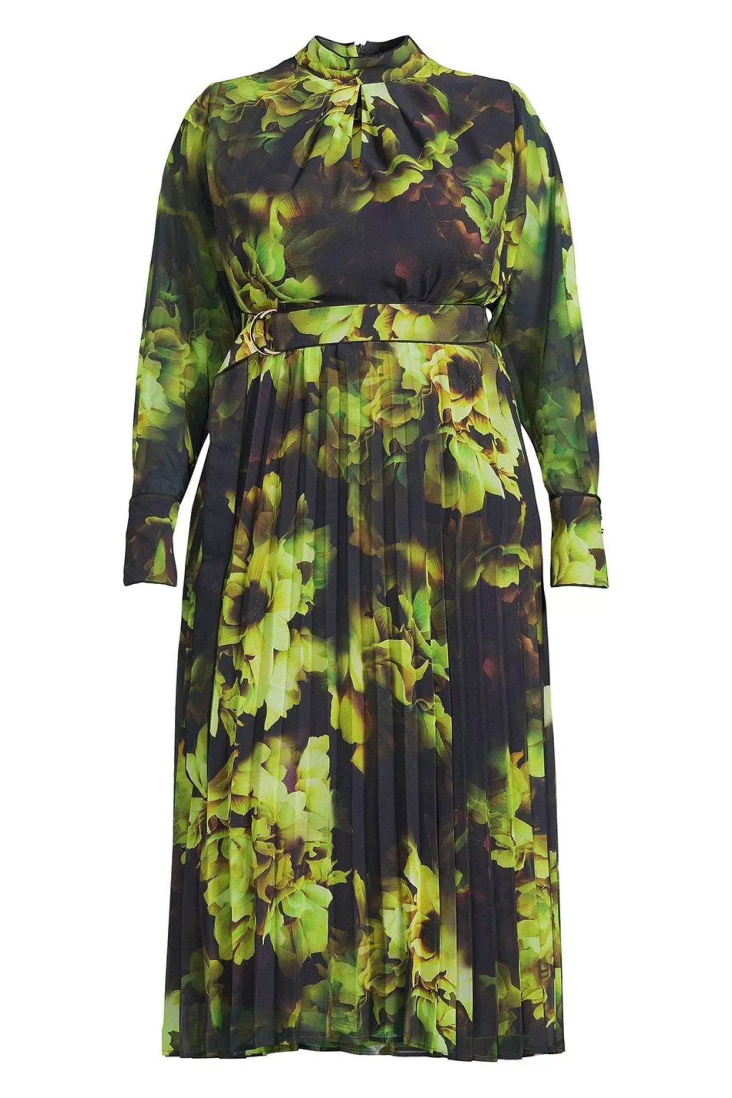 Karen Millen Plus Size Printed Georgette Woven Pleated Maxi Dress