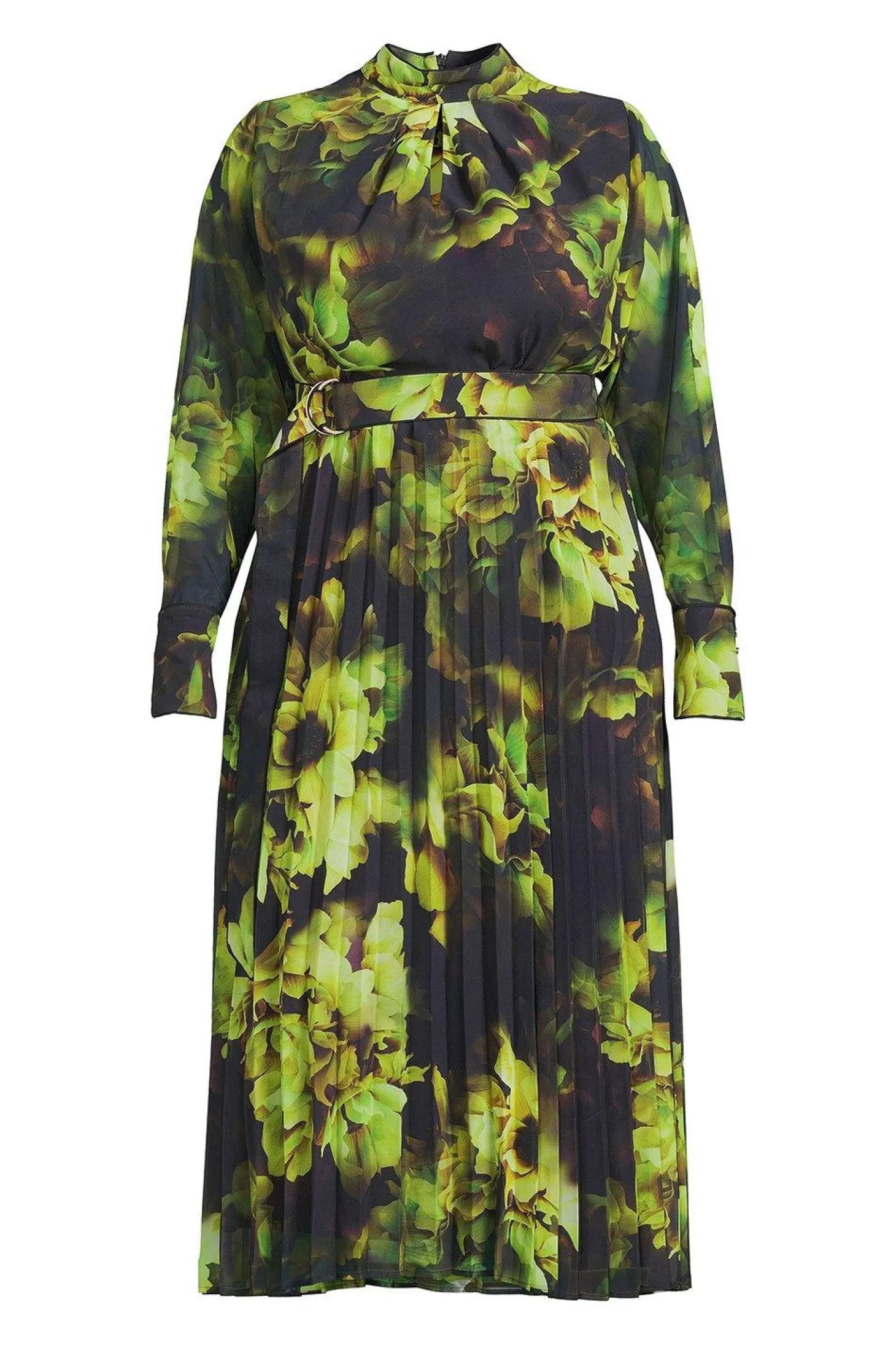 Karen Millen Plus Size Printed Georgette Woven Pleated Maxi Dress