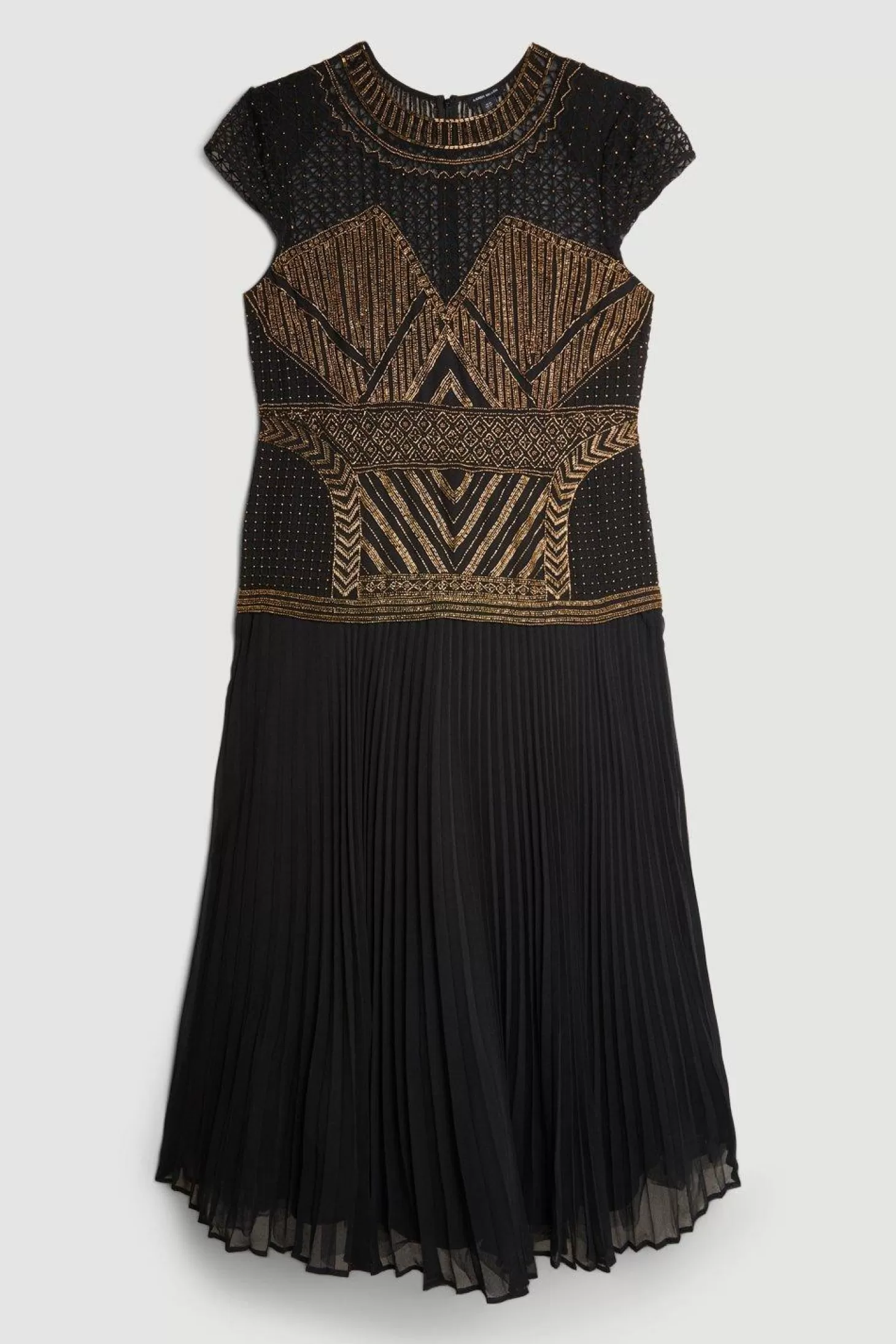 Karen Millen Plus Size Embellished Pleated Woven Maxi Dress