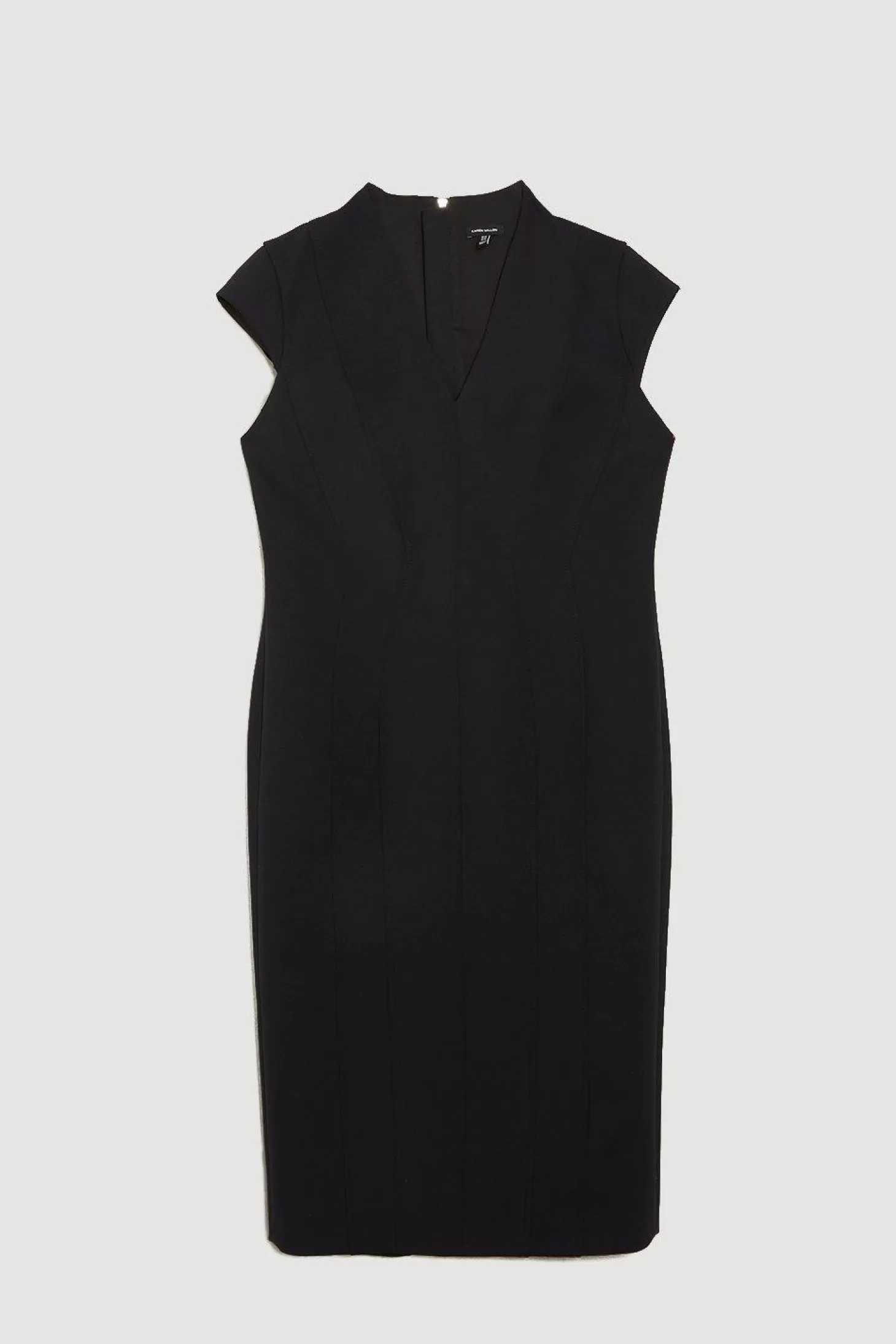 Karen Millen Plus Size Italian Compact Scuba Jersey Seamed Midi Dress