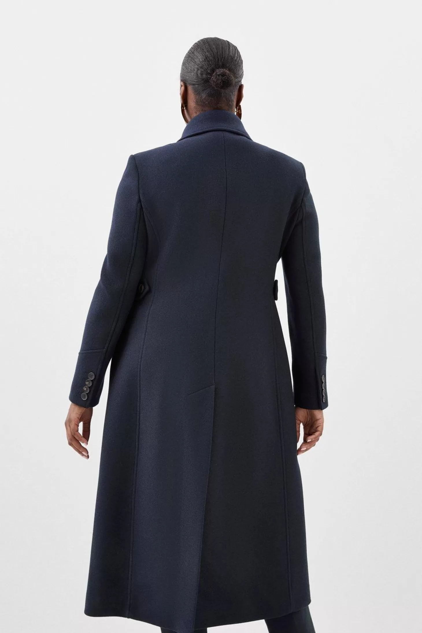 Karen Millen Plus Size Italian Manteco Wool Blend Double Breasted Tab Detail Coat