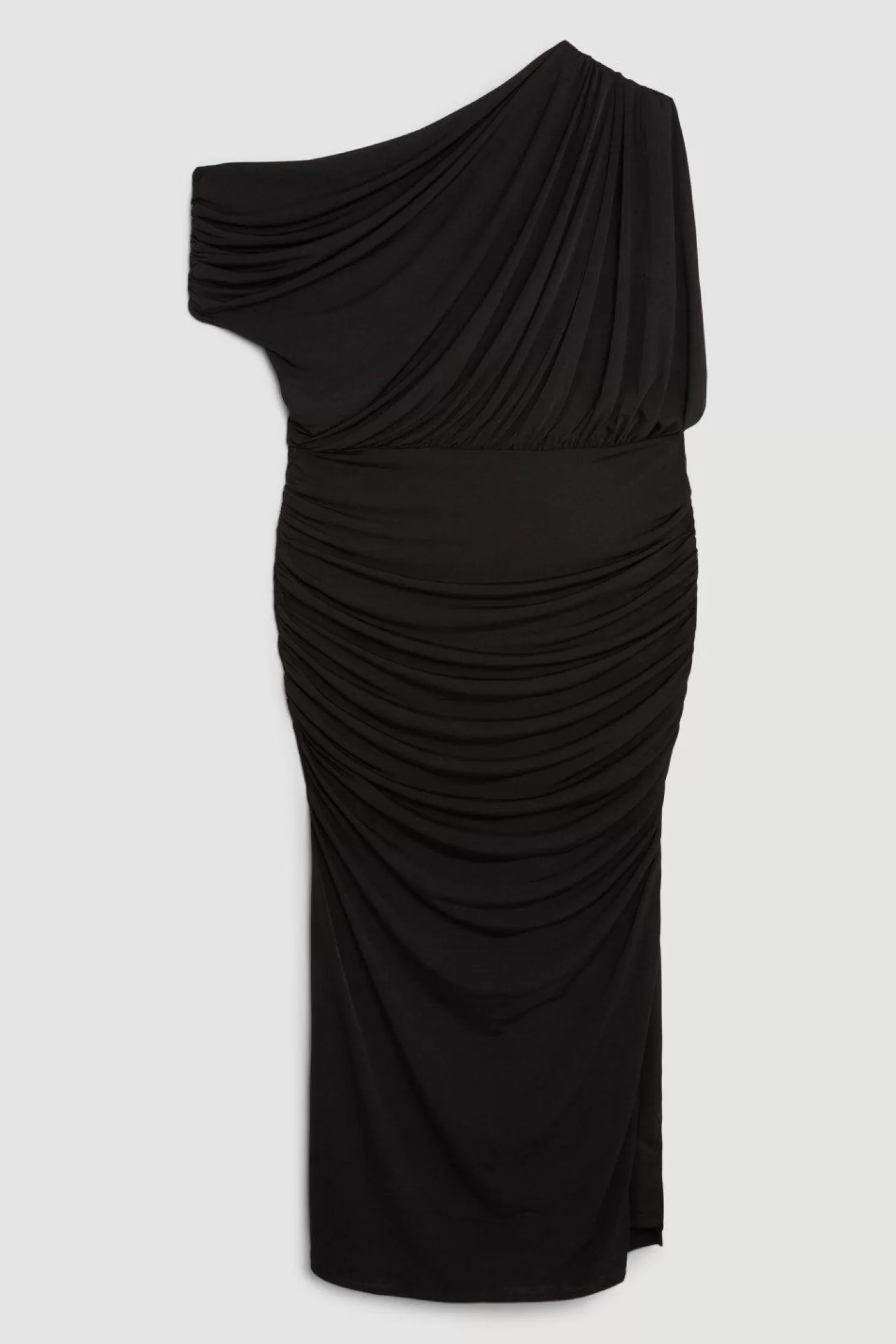 Karen Millen Plus Size Jersey Crepe Asymetric Neckline Maxi Dress