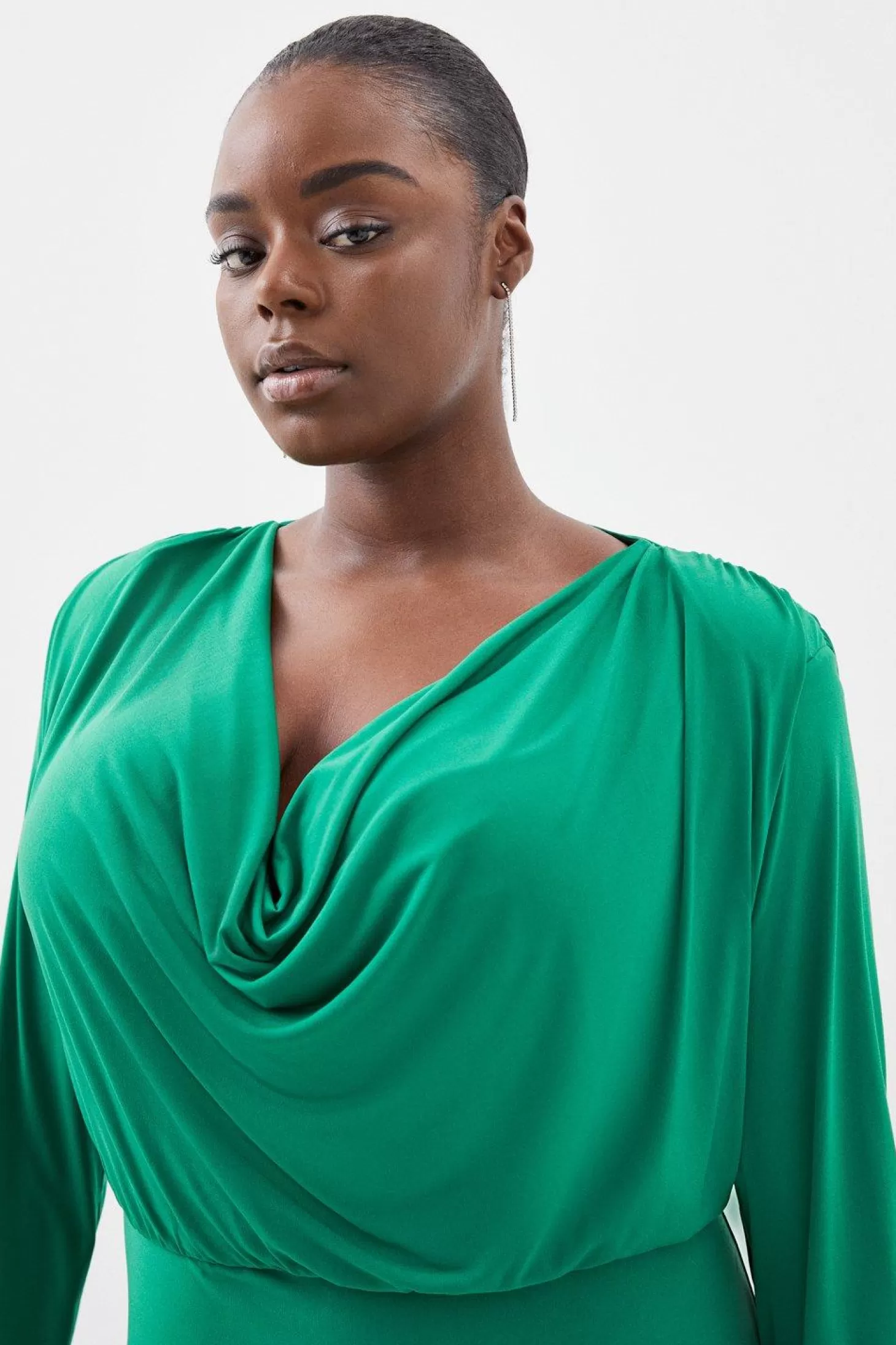 Karen Millen Plus Size Jersey Crepe Midaxi Cowl Neck Dress