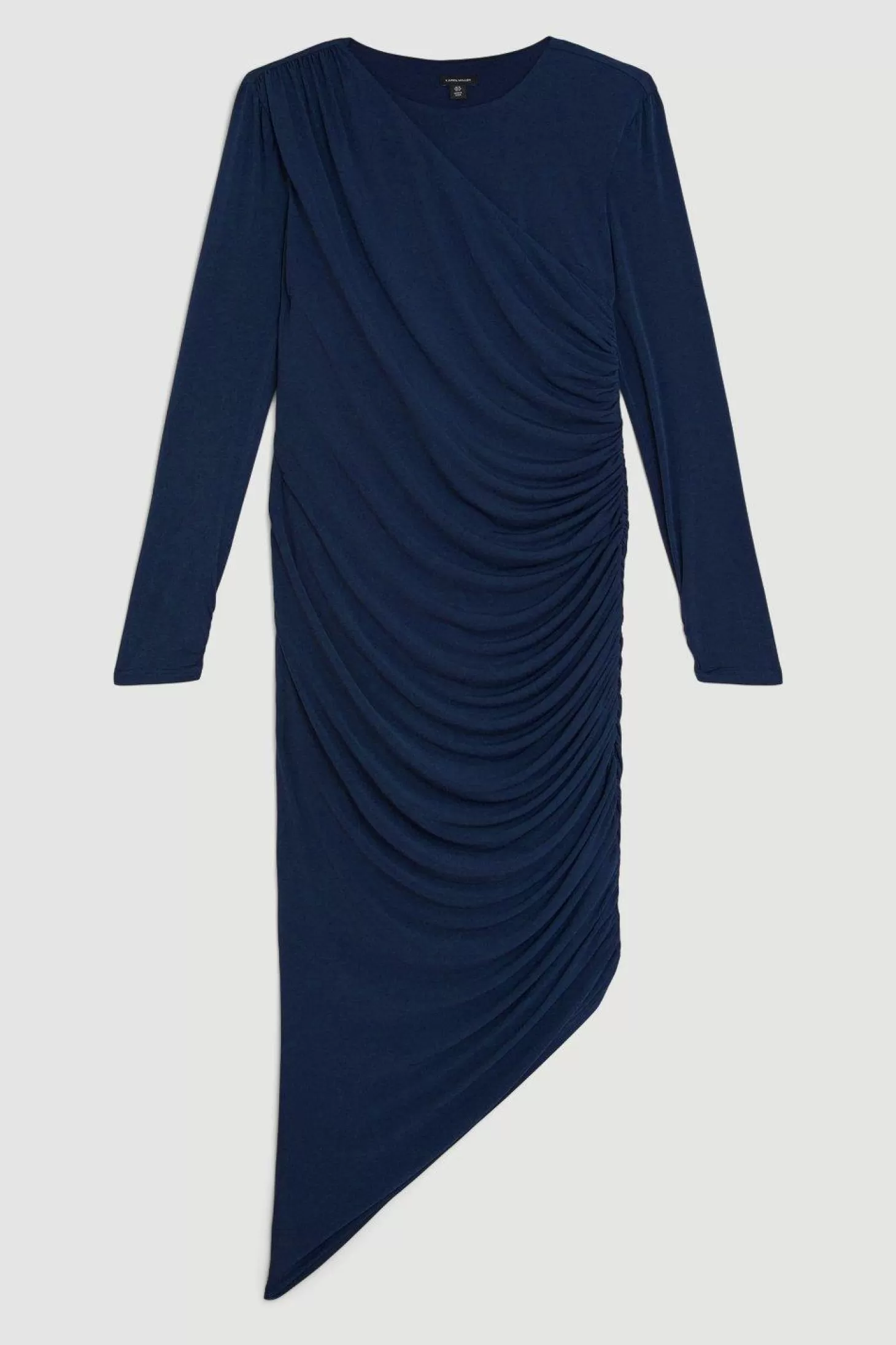 Karen Millen Plus Size Jersey Crepe Ruched Long Sleeve Maxi Dress