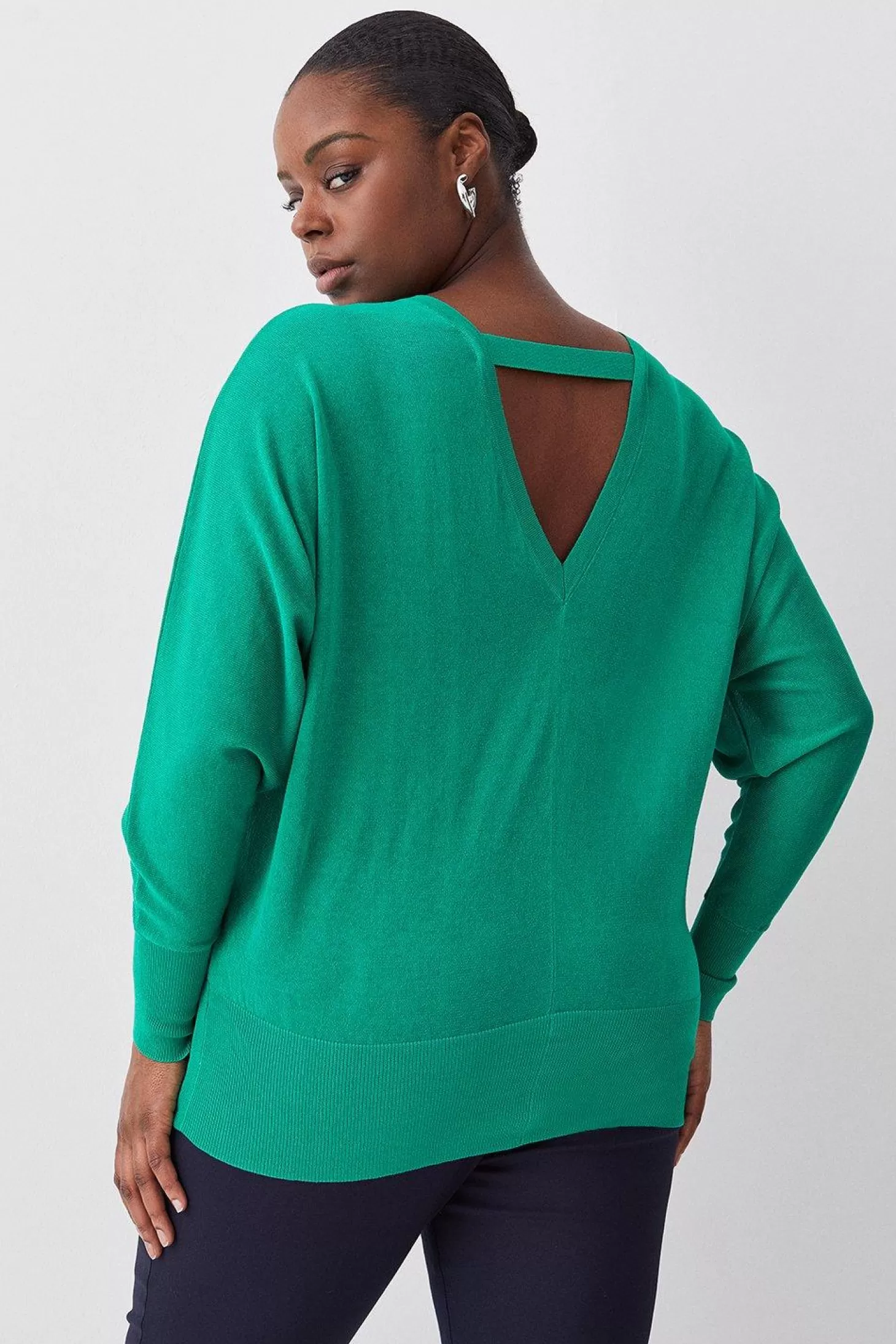 Karen Millen Plus Size Knitted V Neck Long Sleeve Sweater