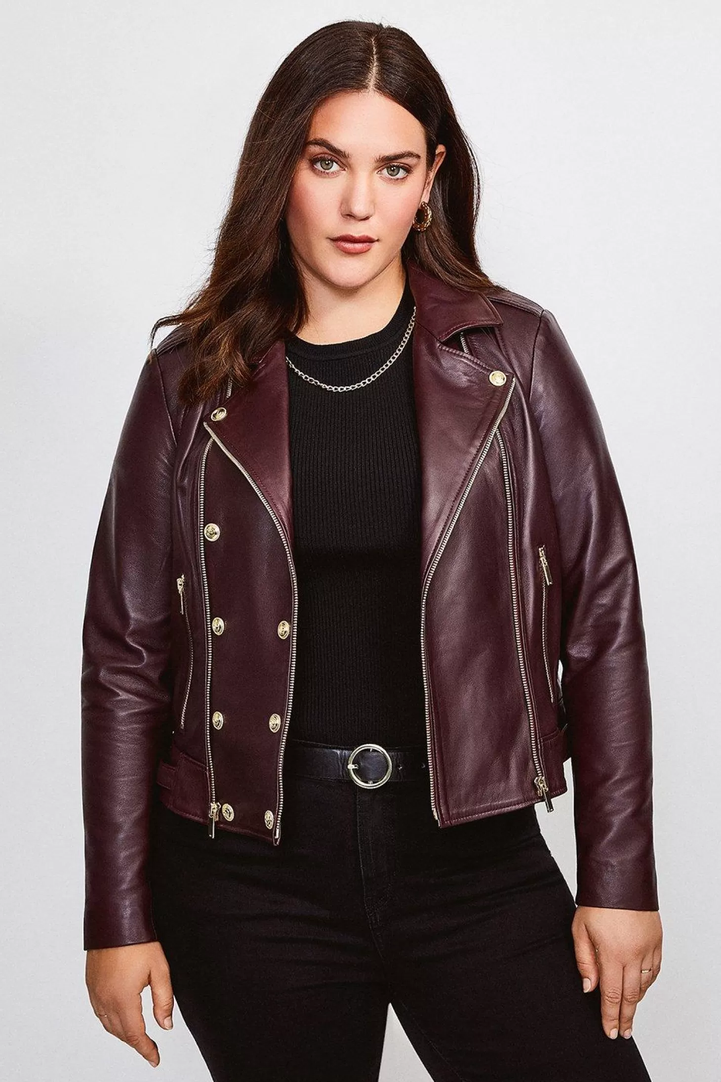 Karen Millen Plus Size Leather Military Biker