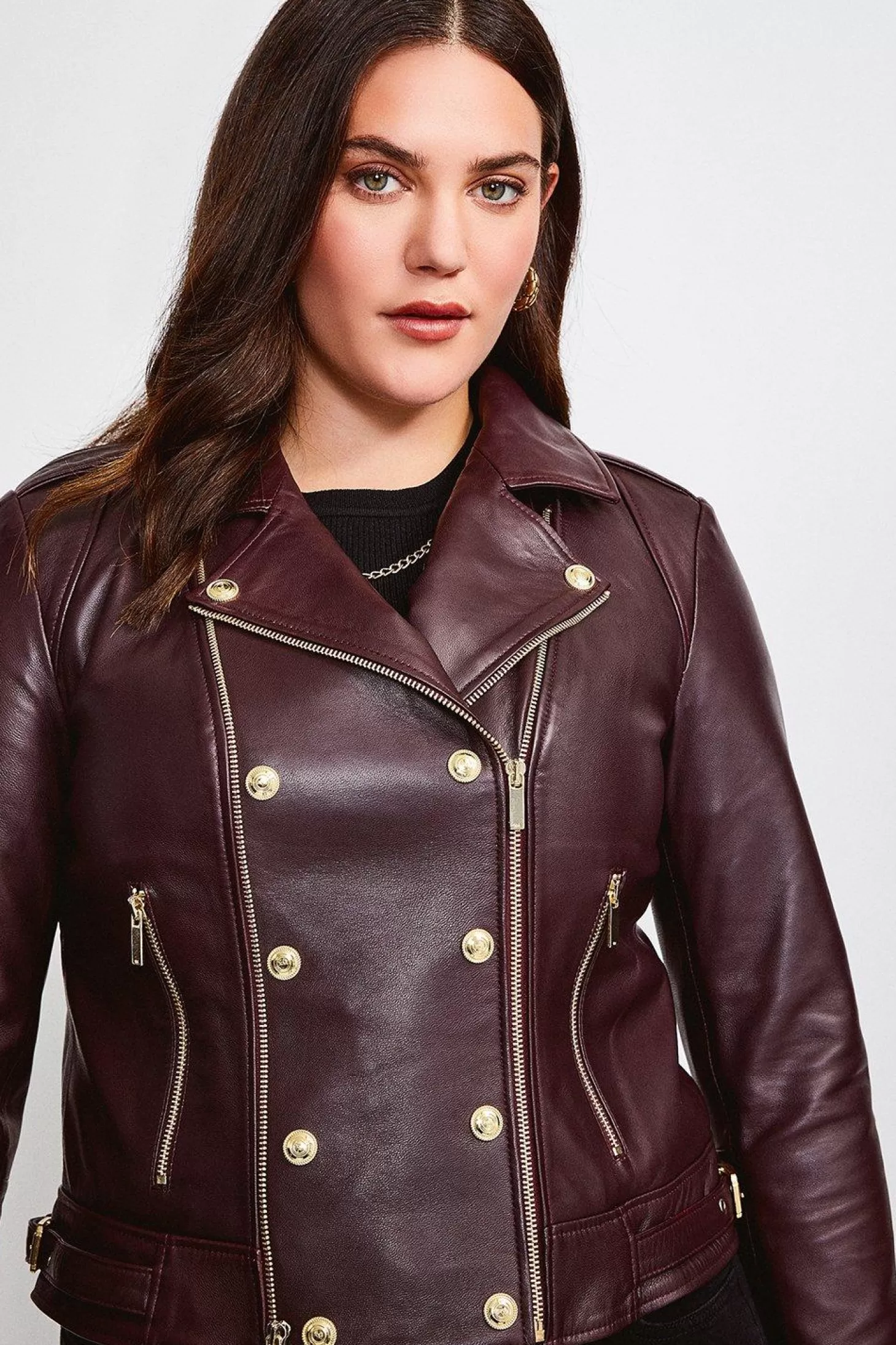 Karen Millen Plus Size Leather Military Biker