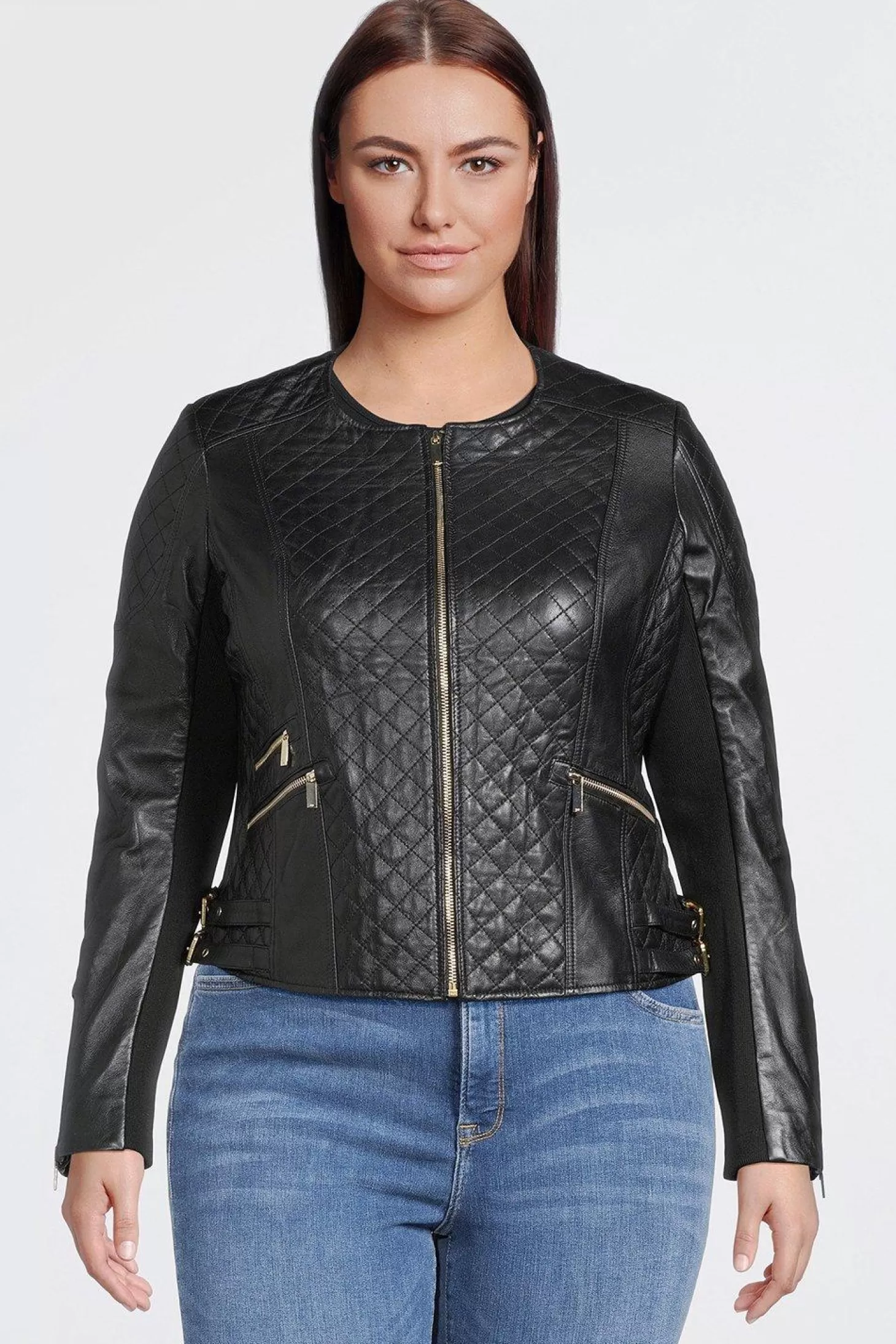 Karen Millen Plus Size Leather Quilted Jacket