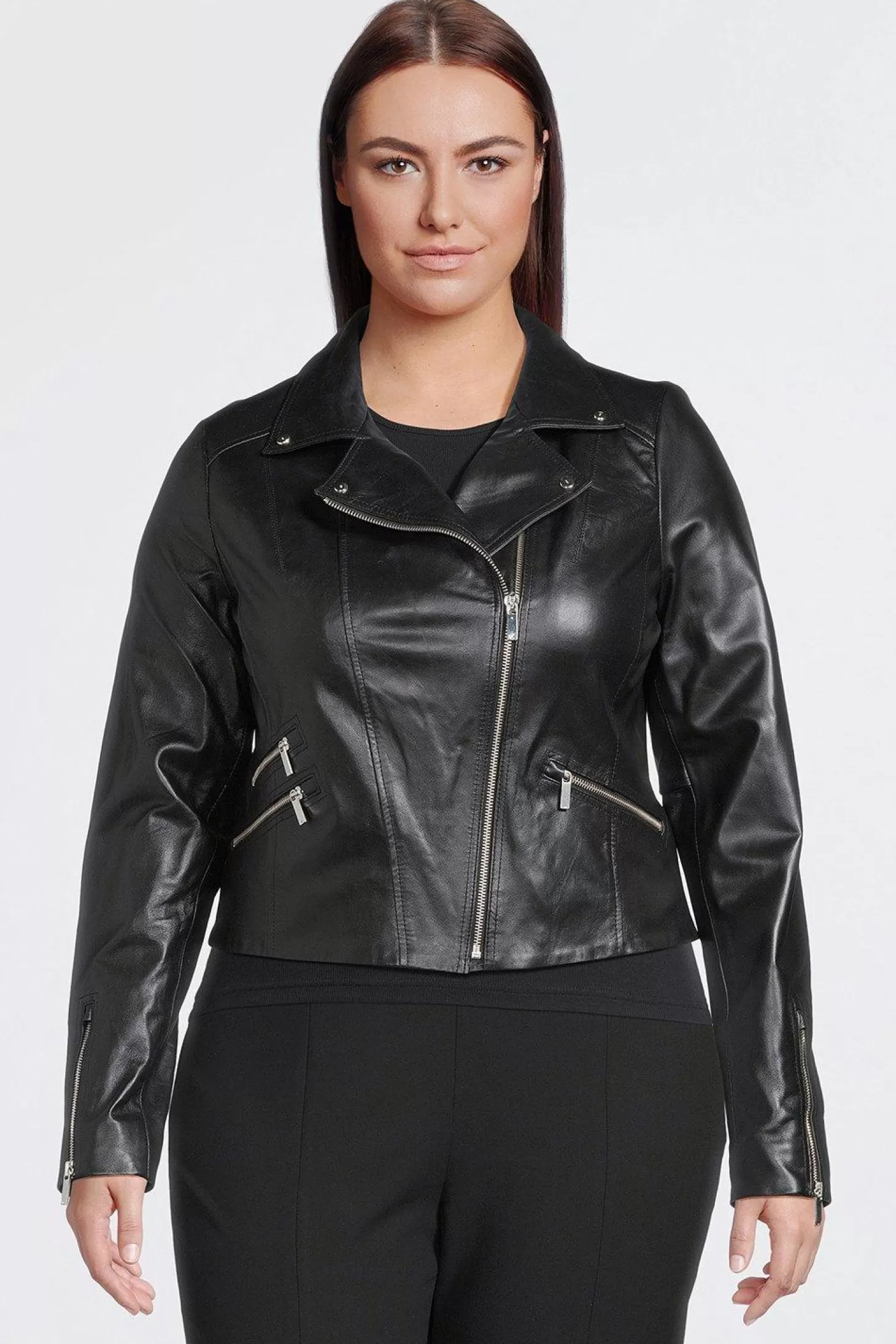 Karen Millen Plus Size Leather Signature Moto Jacket