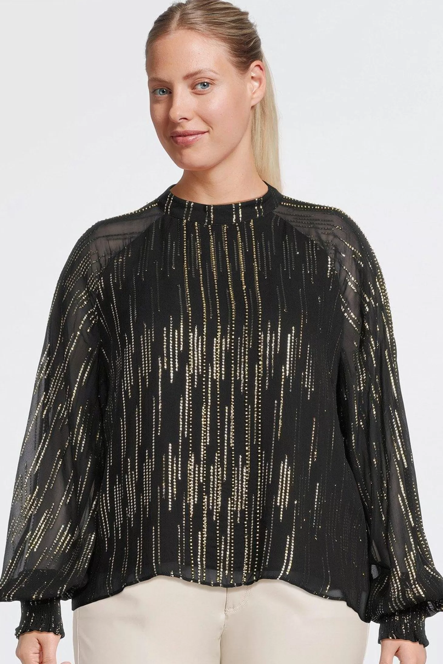 Karen Millen Plus Size Metallic Embellished Beaded Woven Top