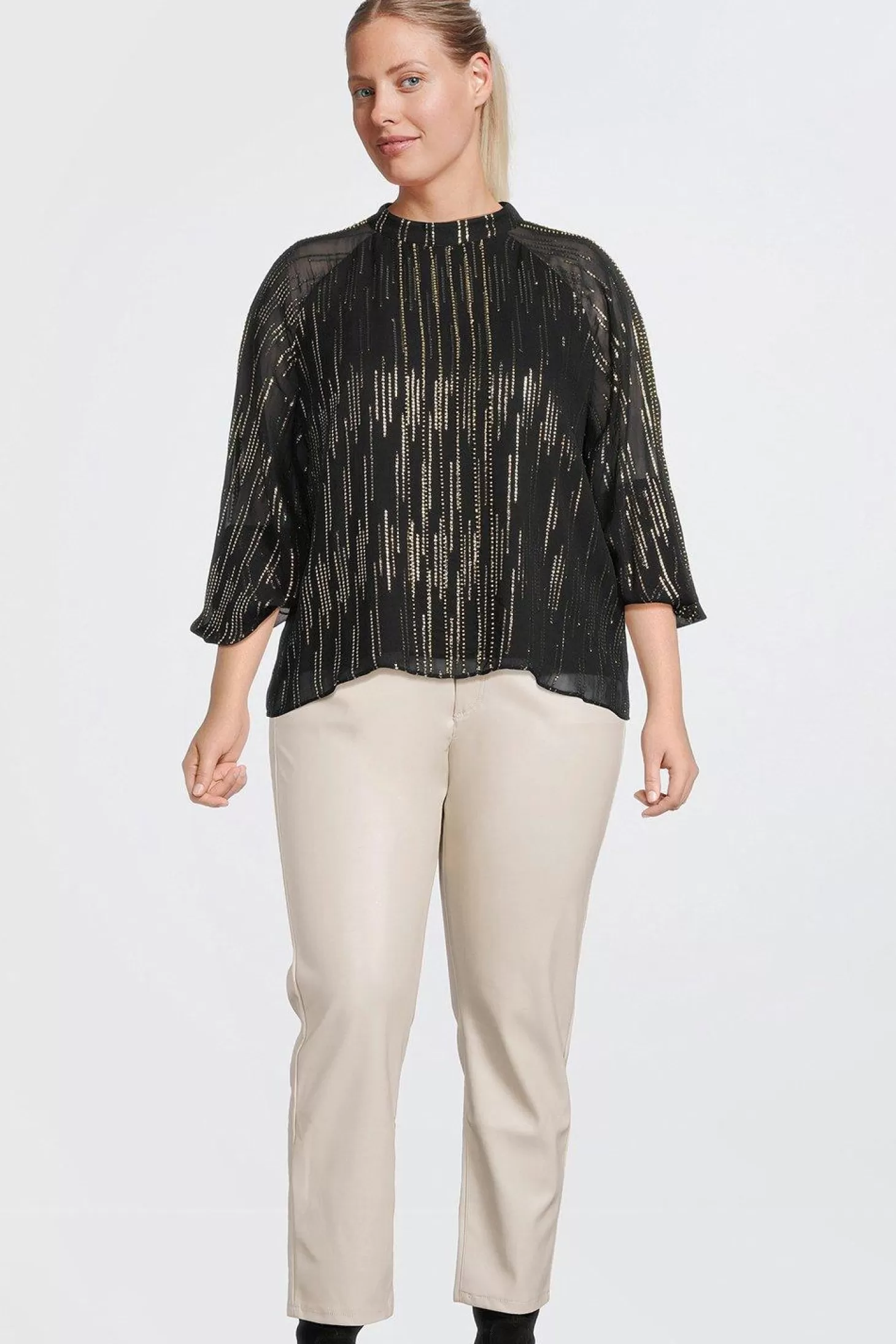 Karen Millen Plus Size Metallic Embellished Beaded Woven Top