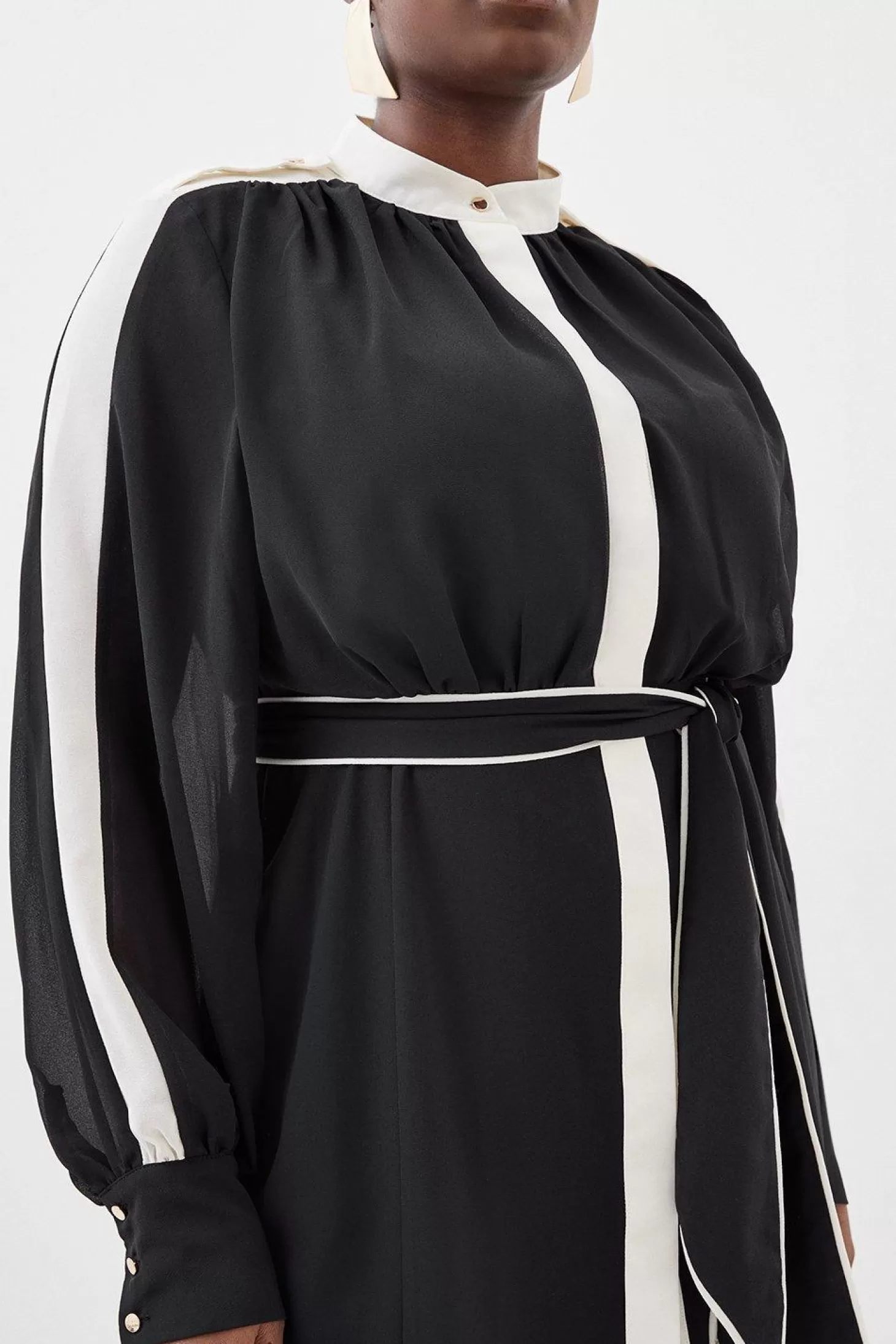 Karen Millen Plus Size Military Mono Belted Woven Mini Dress