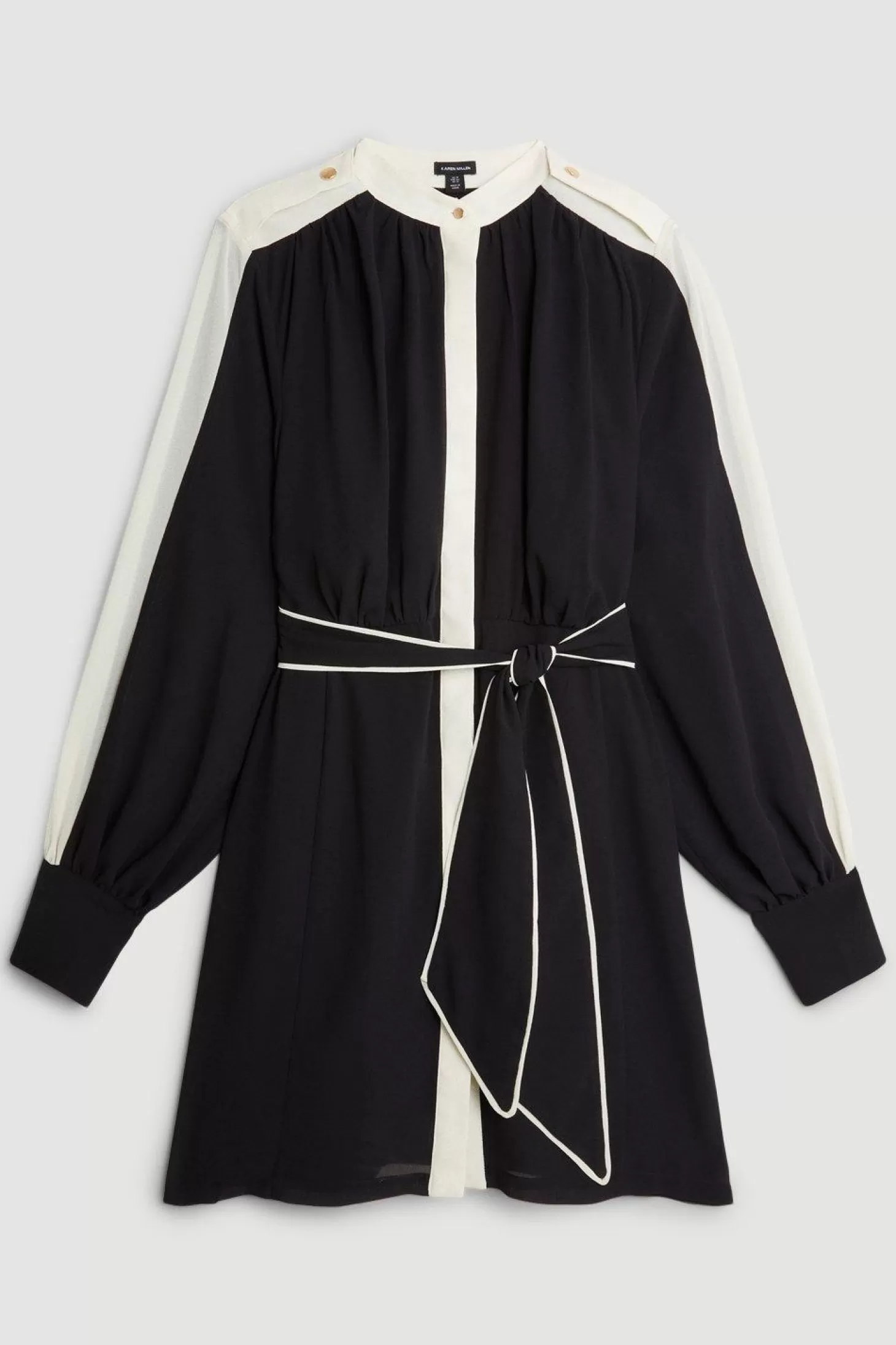 Karen Millen Plus Size Military Mono Belted Woven Mini Dress