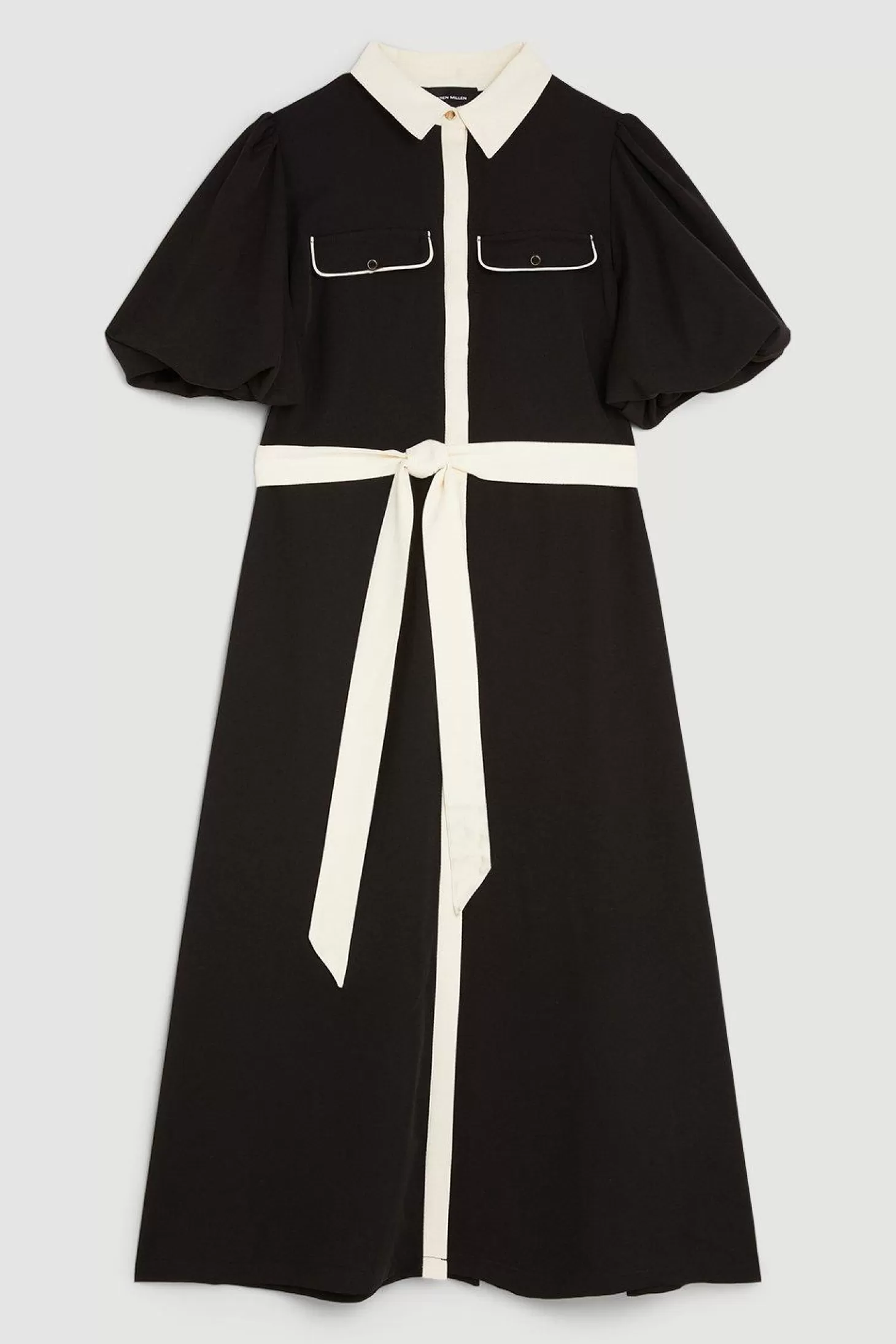 Karen Millen Plus Size Pin Dot Twill Belted Midi Dress