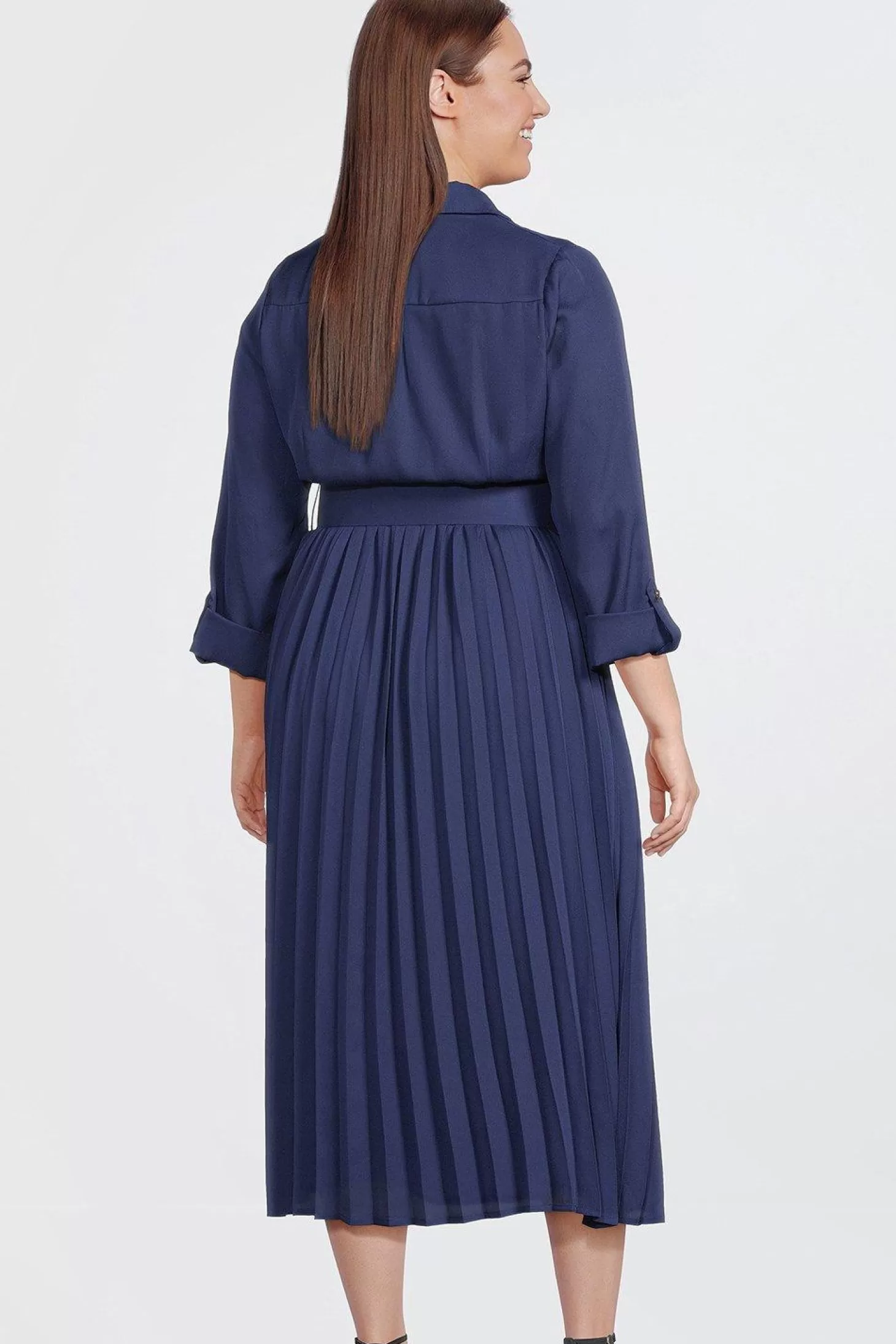 Karen Millen Plus Size Pleated Georgette Belted Woven Maxi Dress