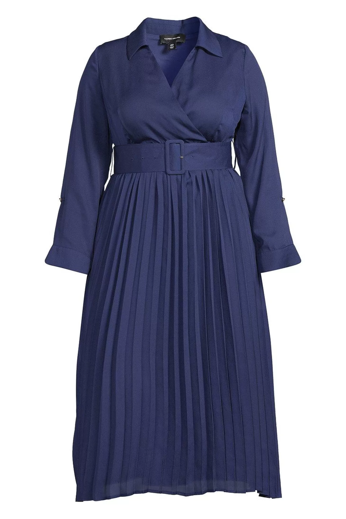 Karen Millen Plus Size Pleated Georgette Belted Woven Maxi Dress
