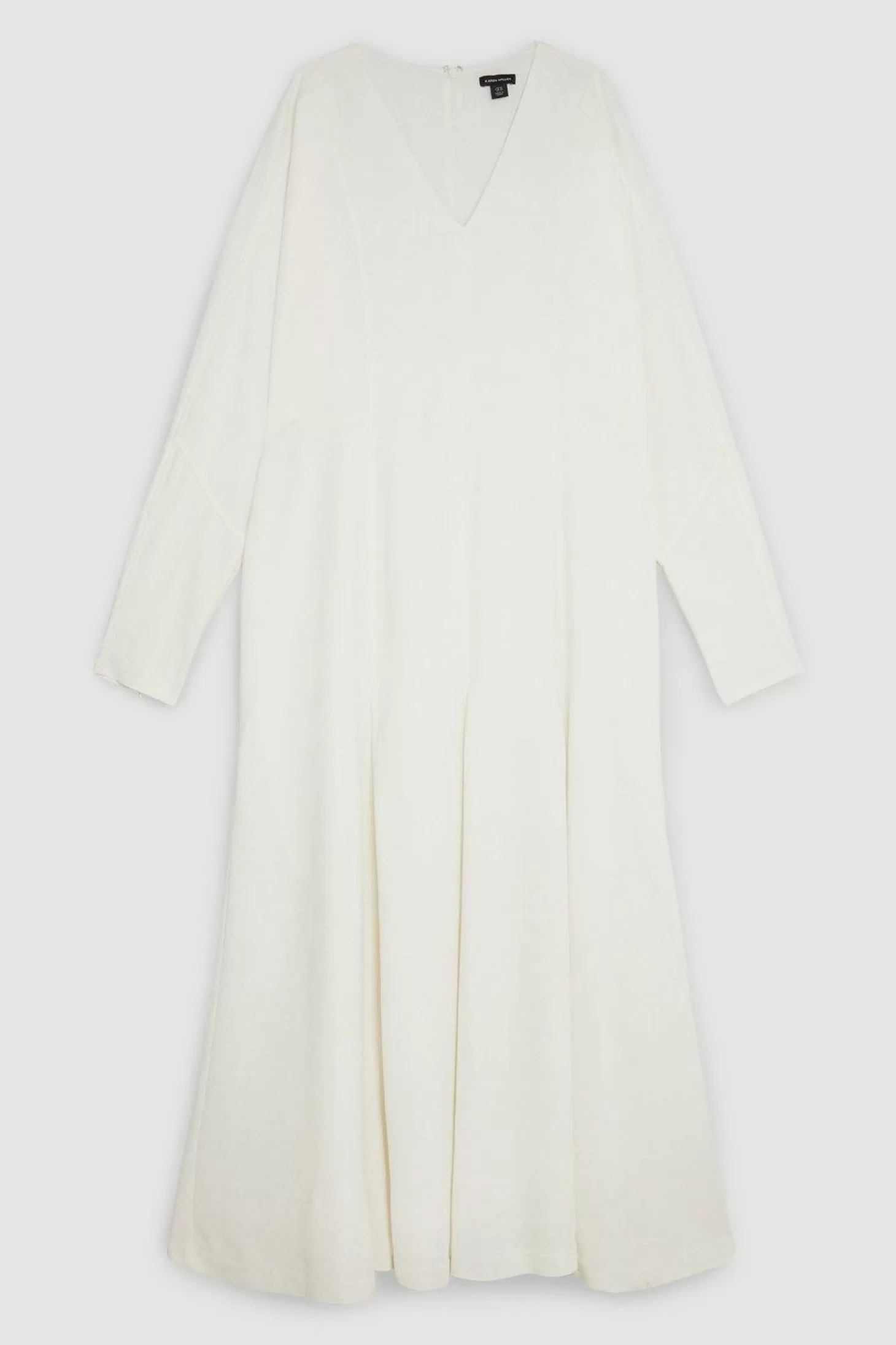 Karen Millen Plus Size Premium Viscose Crepe V Neck Long Sleeve Woven Midi Dress