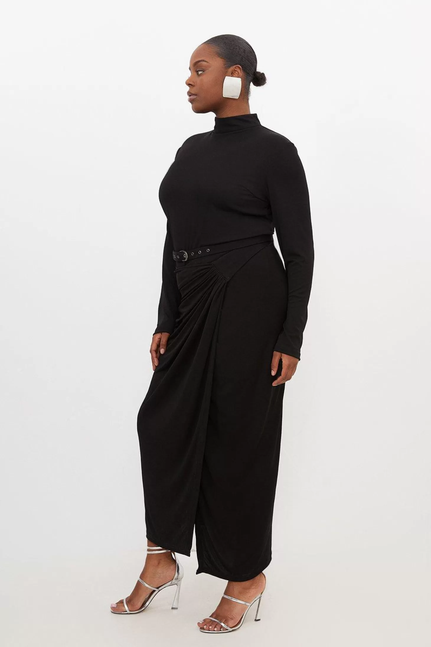 Karen Millen Plus Size Premium Viscose Jersey Ruched Maxi Dress