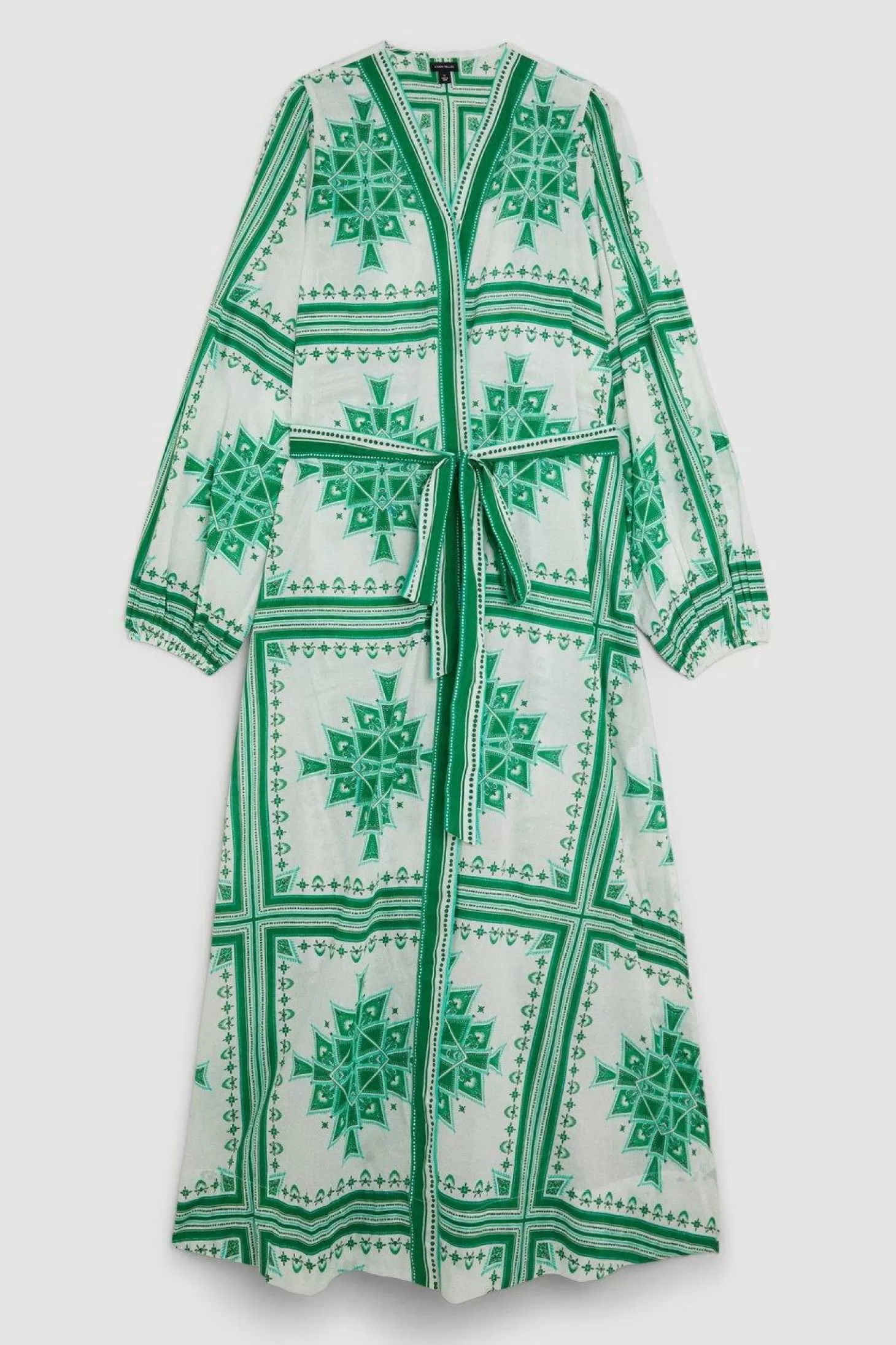Karen Millen Plus Size Printed Cotton Voile Maxi Beach Dress