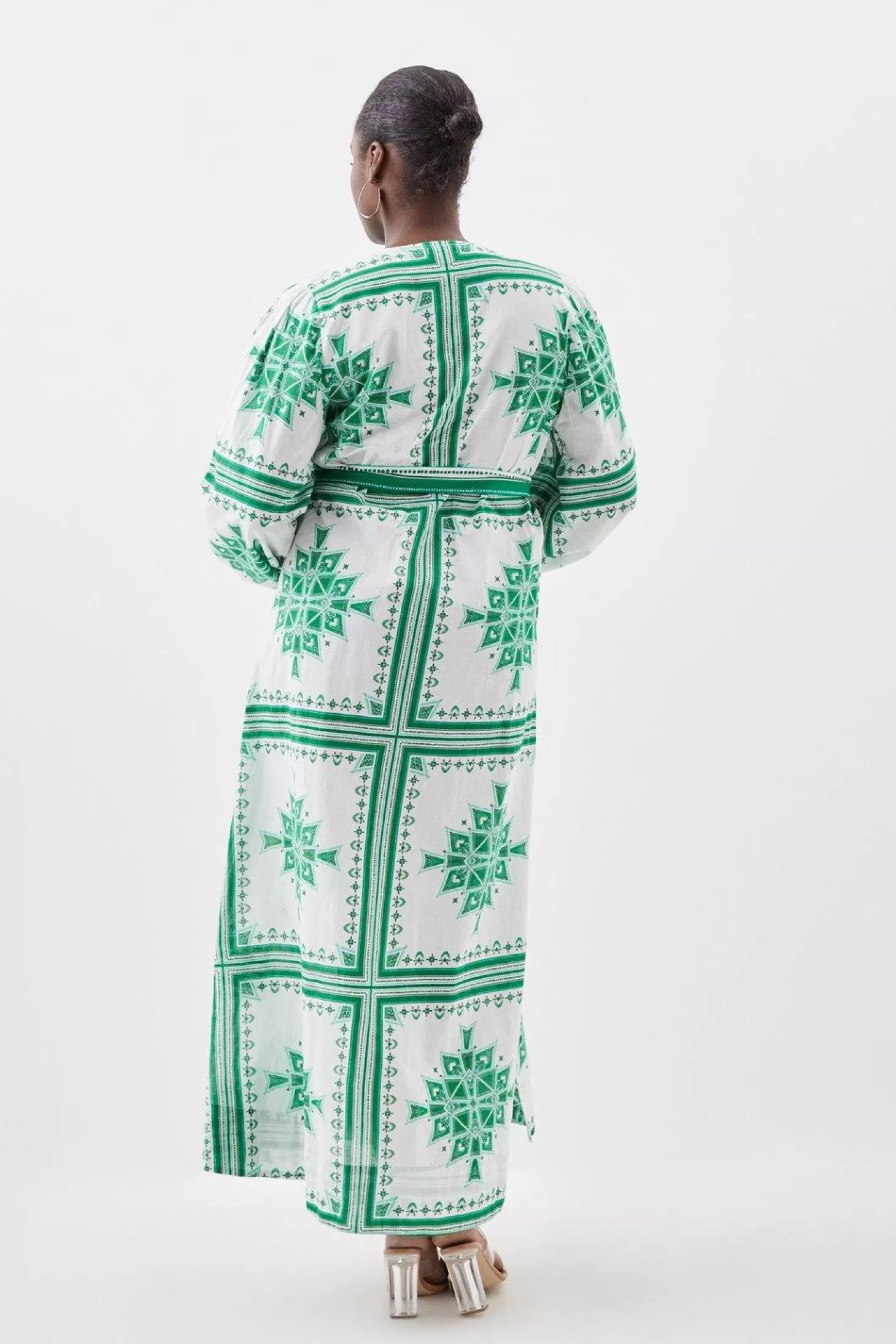 Karen Millen Plus Size Printed Cotton Voile Maxi Beach Dress