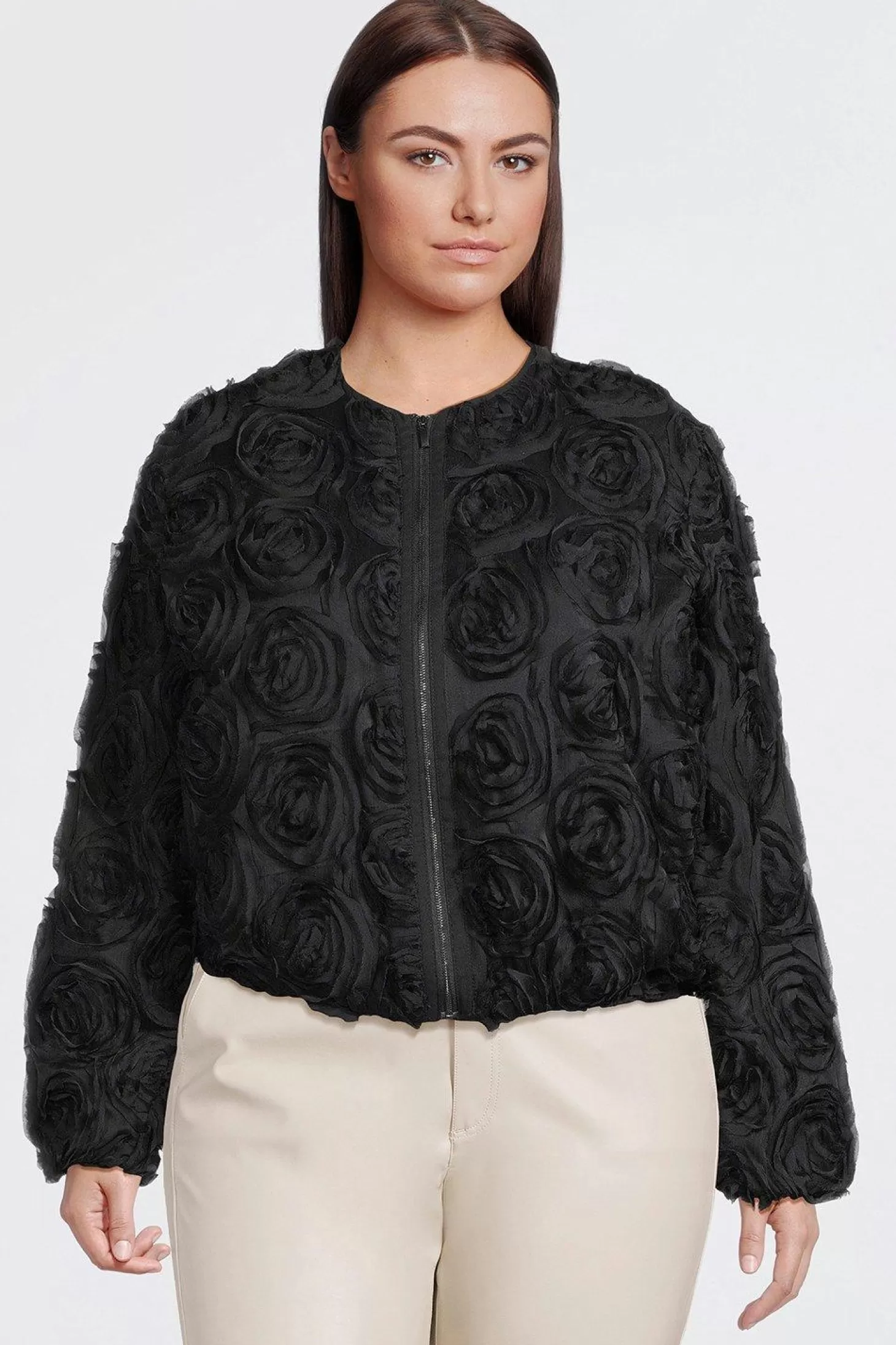 Karen Millen Plus Size Rossette Woven Jacket