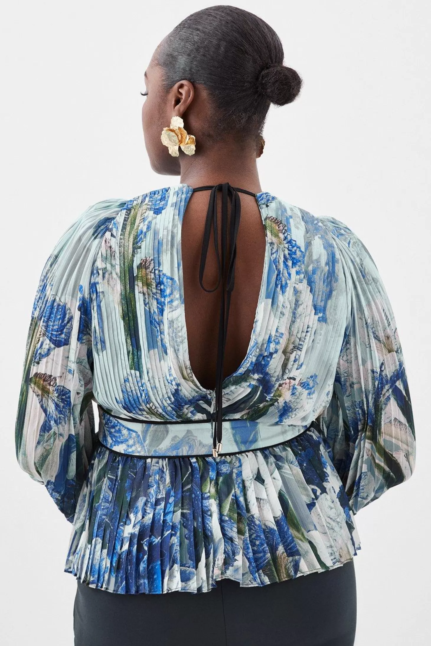Karen Millen Plus Size Scattered Print Pleated Blouse