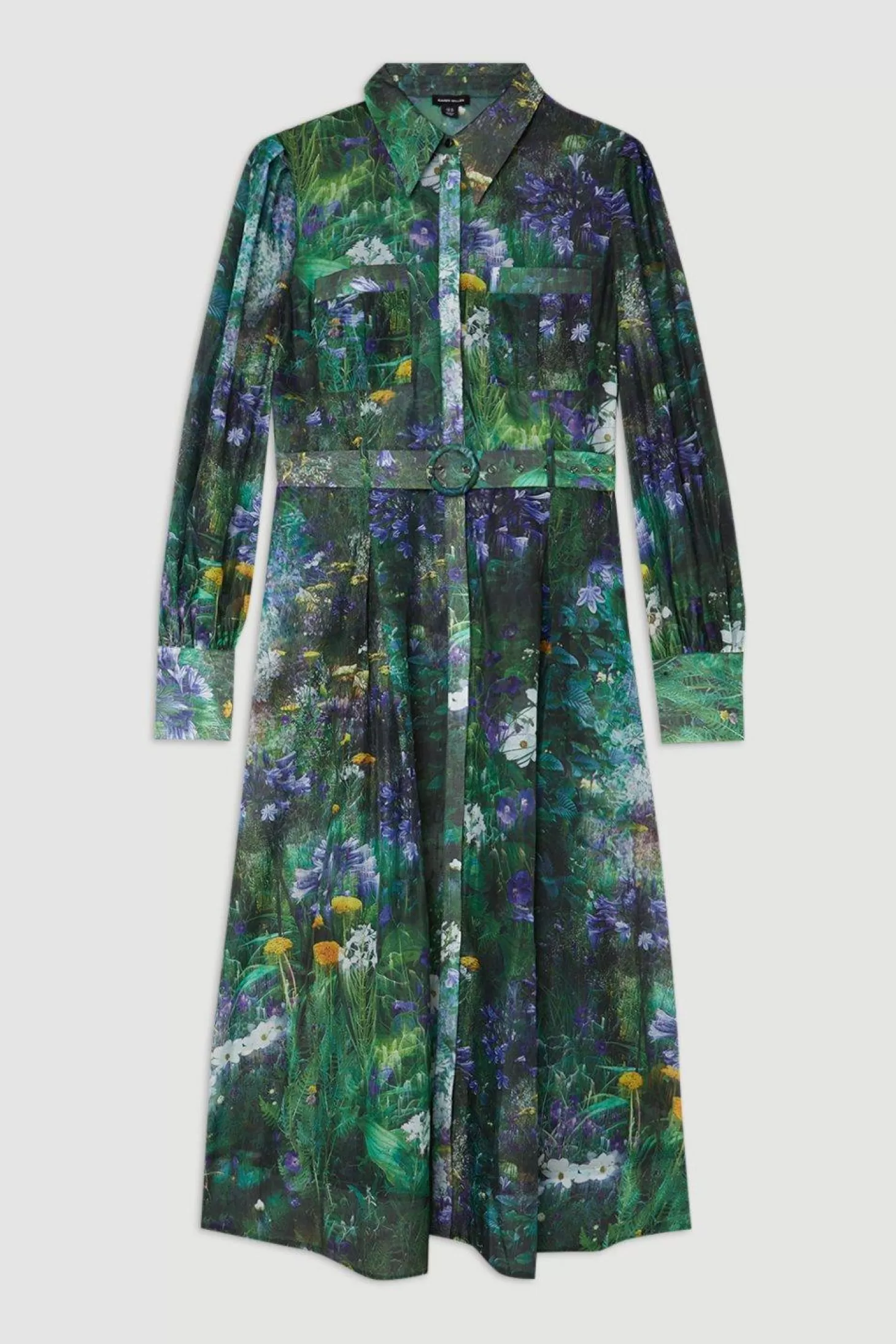 Karen Millen Plus Size Scenic Printed Organdie Maxi Dress