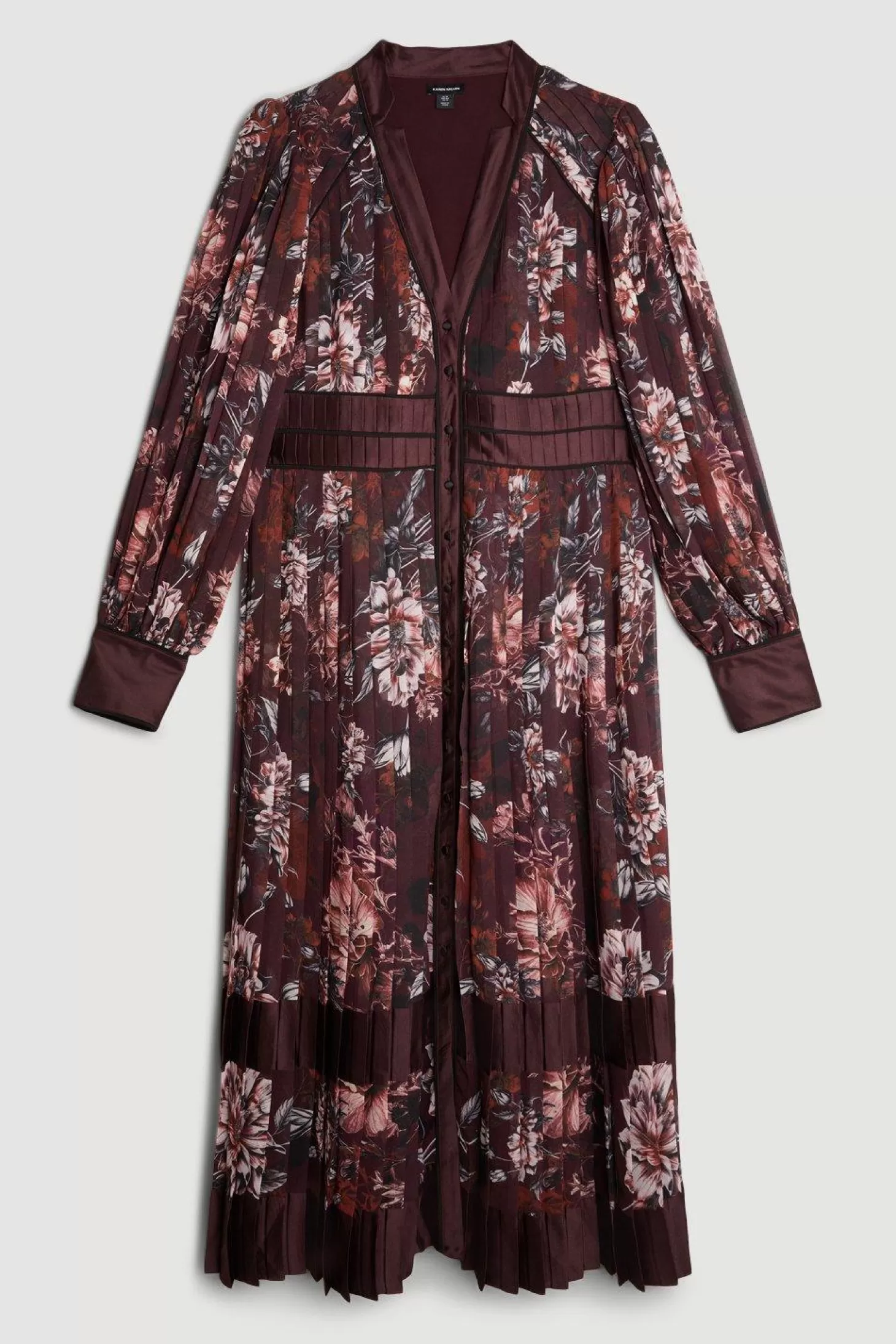 Karen Millen Plus Size Sketched Botanical Plunge Woven Maxi Dress