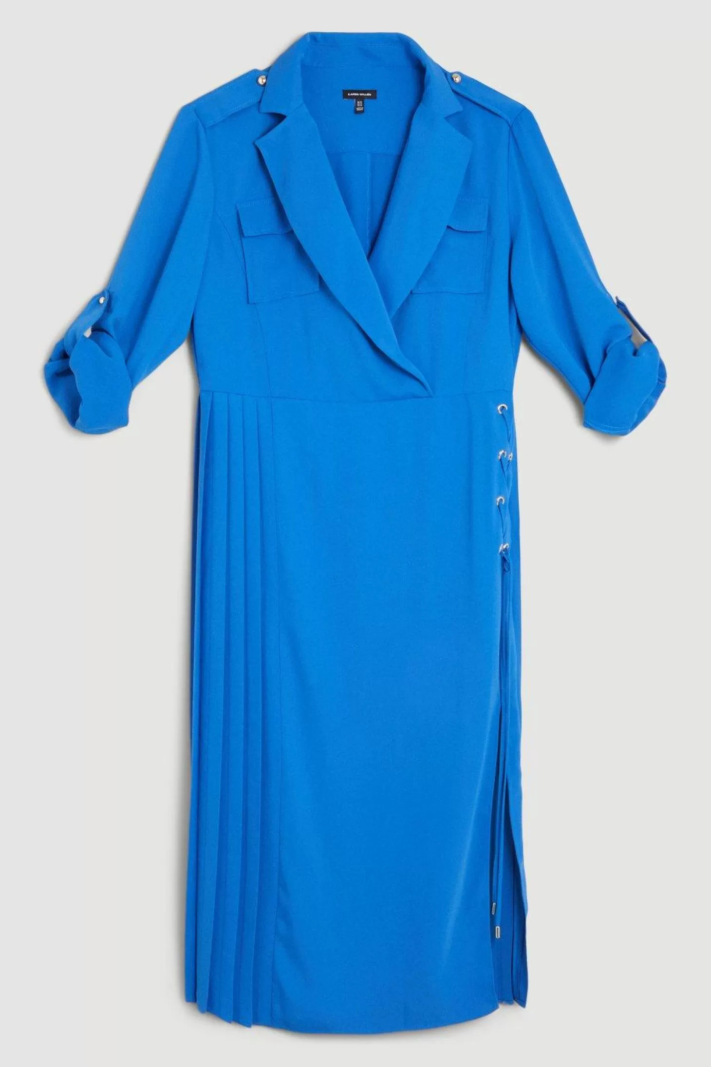 Karen Millen Plus Size Soft Tailored Lace Up Pleated Shirt Dress
