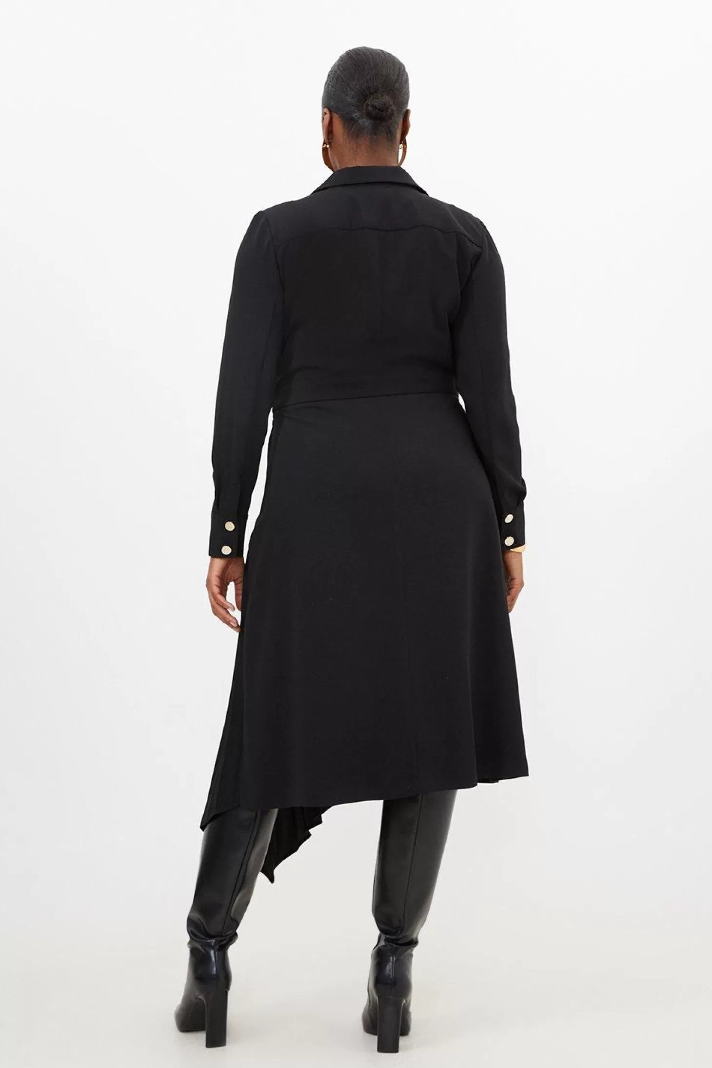 Karen Millen Plus Size Soft Tailored Pleat Detail Belted Shirt Dress