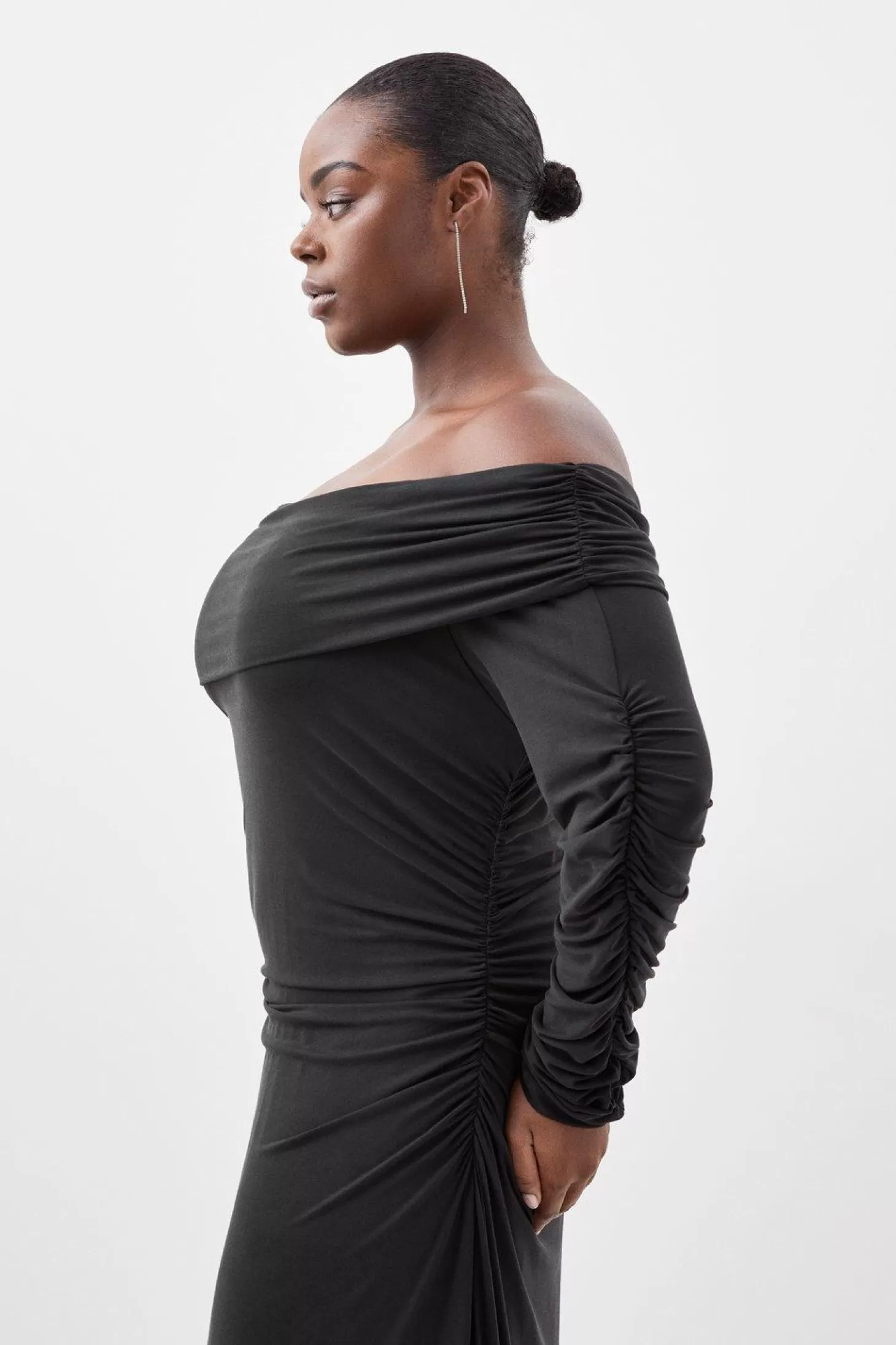 Karen Millen Plus Size Soft Touch Slinky Jersey Off The Shoulder Maxi Dress