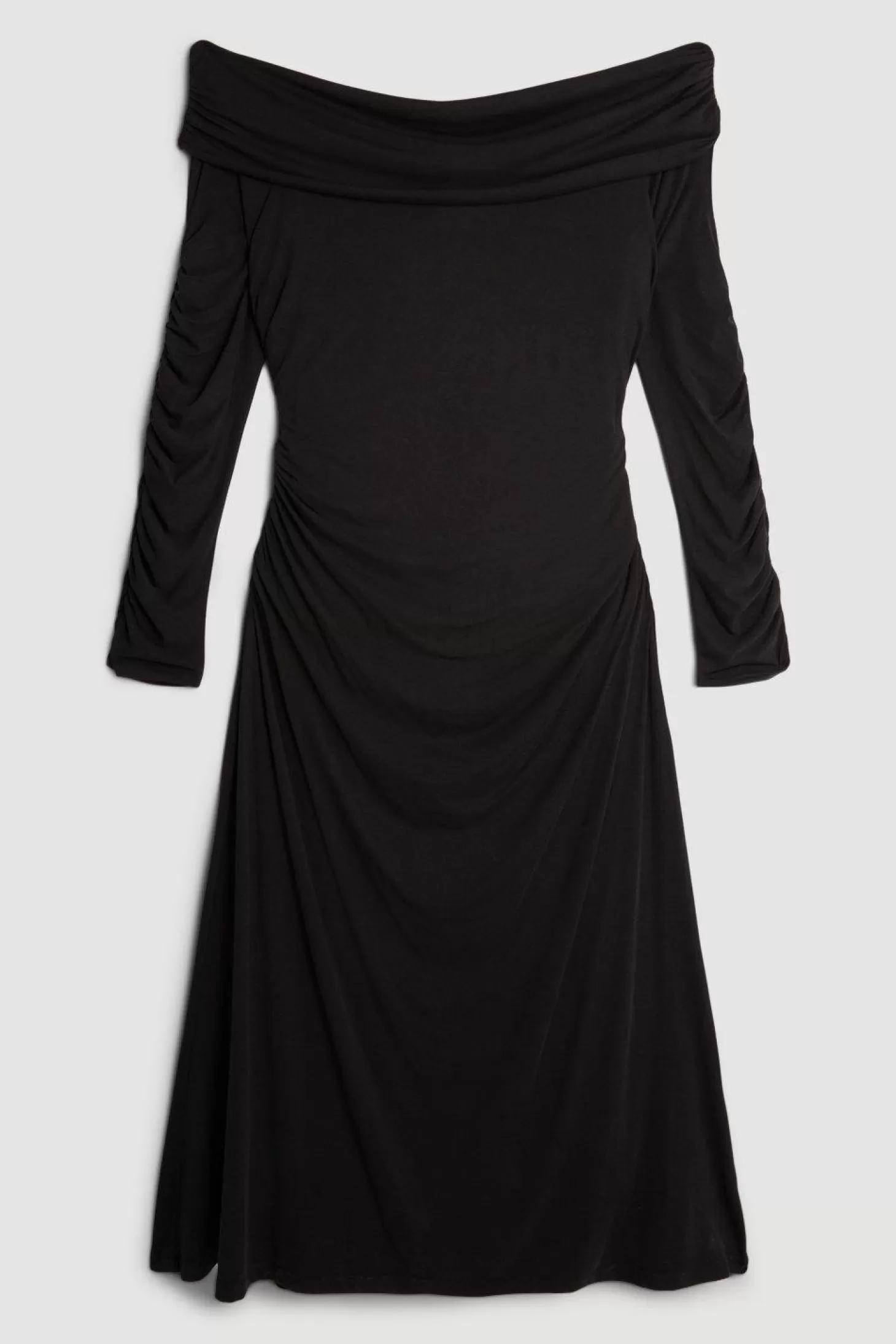Karen Millen Plus Size Soft Touch Slinky Jersey Off The Shoulder Maxi Dress