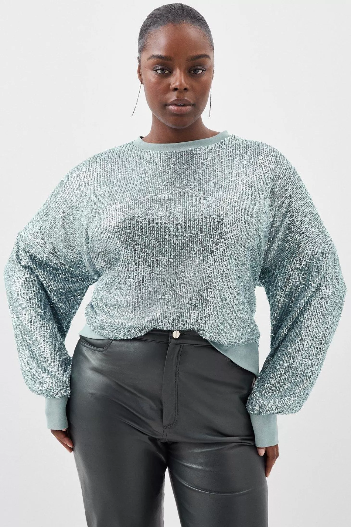 Karen Millen Plus Size Stretch Jersey Sequin Sweatshirt