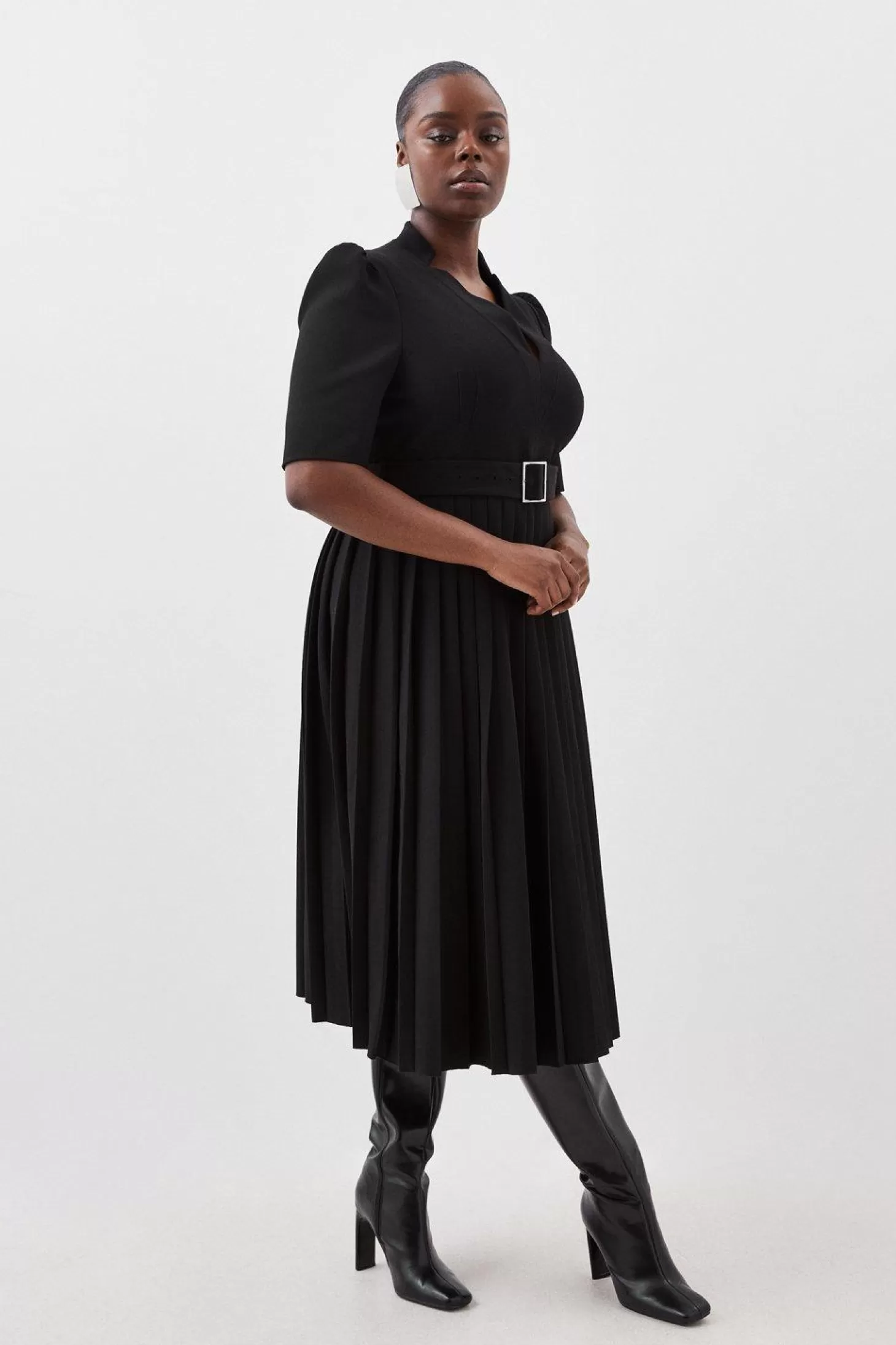 Karen Millen Plus Size Structured Crepe Forever Pleat Dress