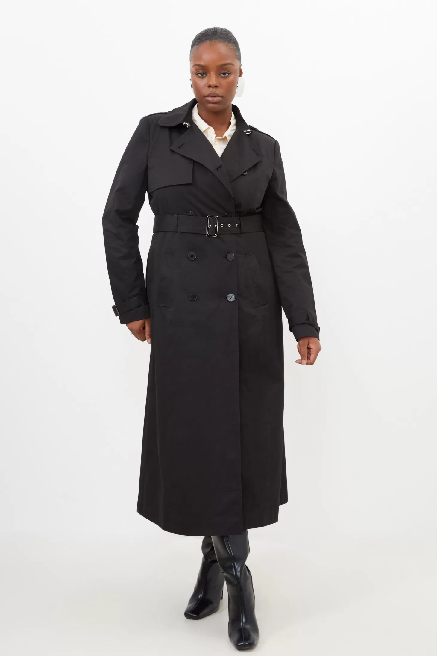 Karen Millen Plus Size Tailored Classic Belted Trench Coat