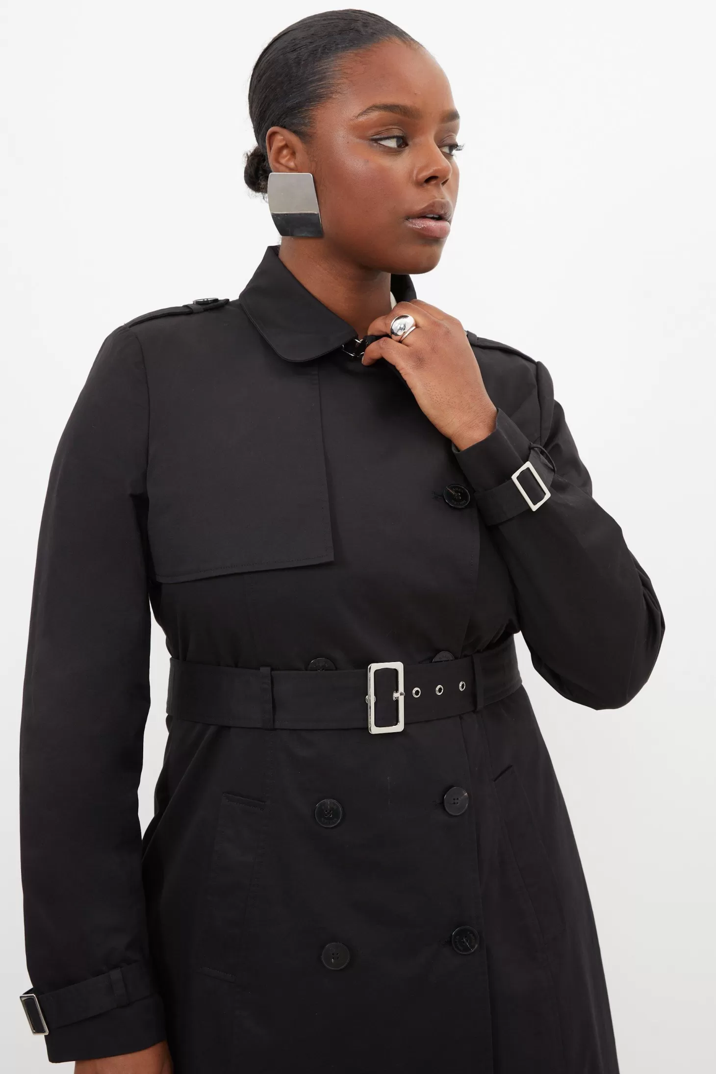 Karen Millen Plus Size Tailored Classic Belted Trench Coat