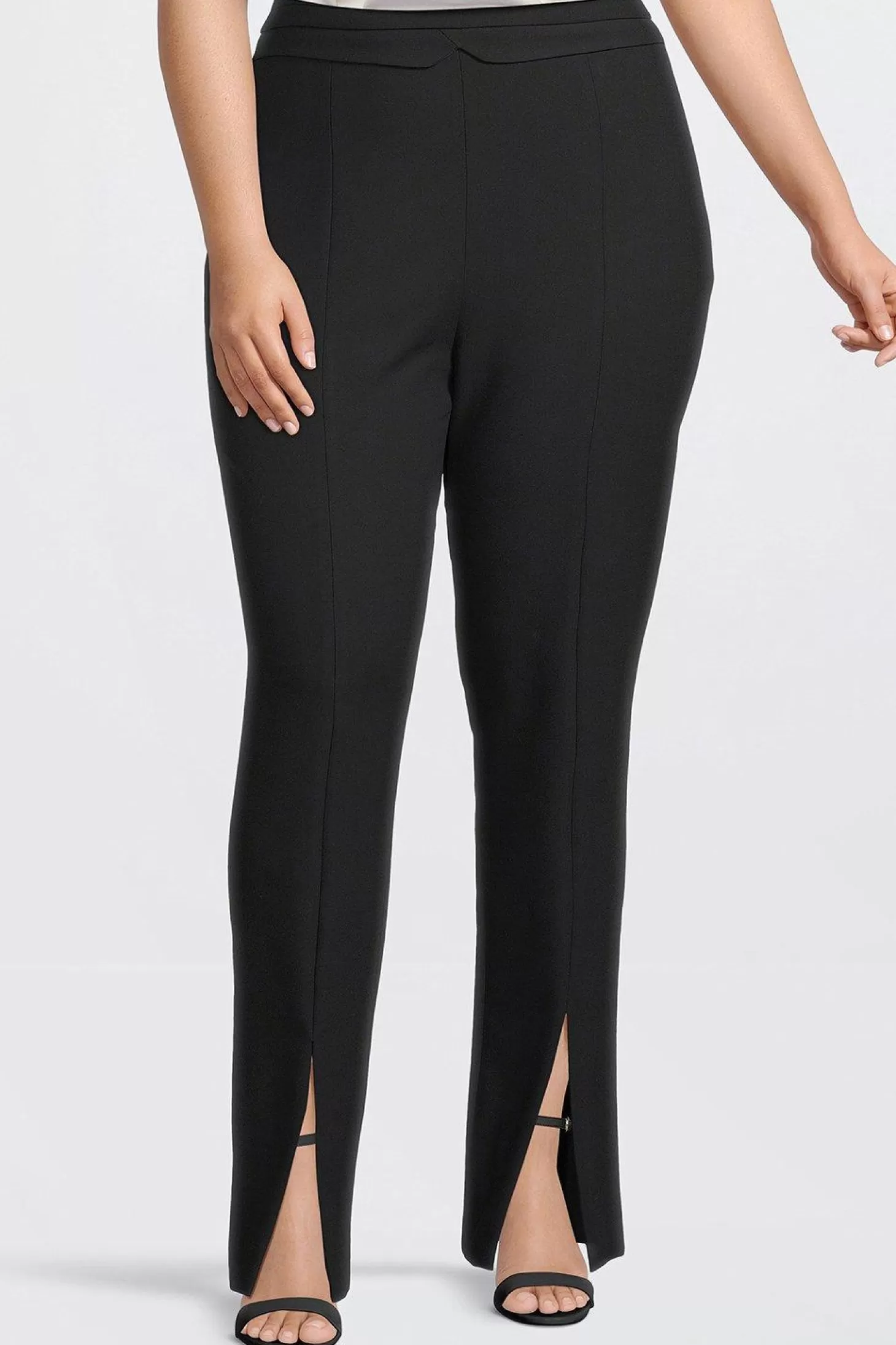 Karen Millen Plus Size Tailored Compact Stretch Split Hem Straight Pants