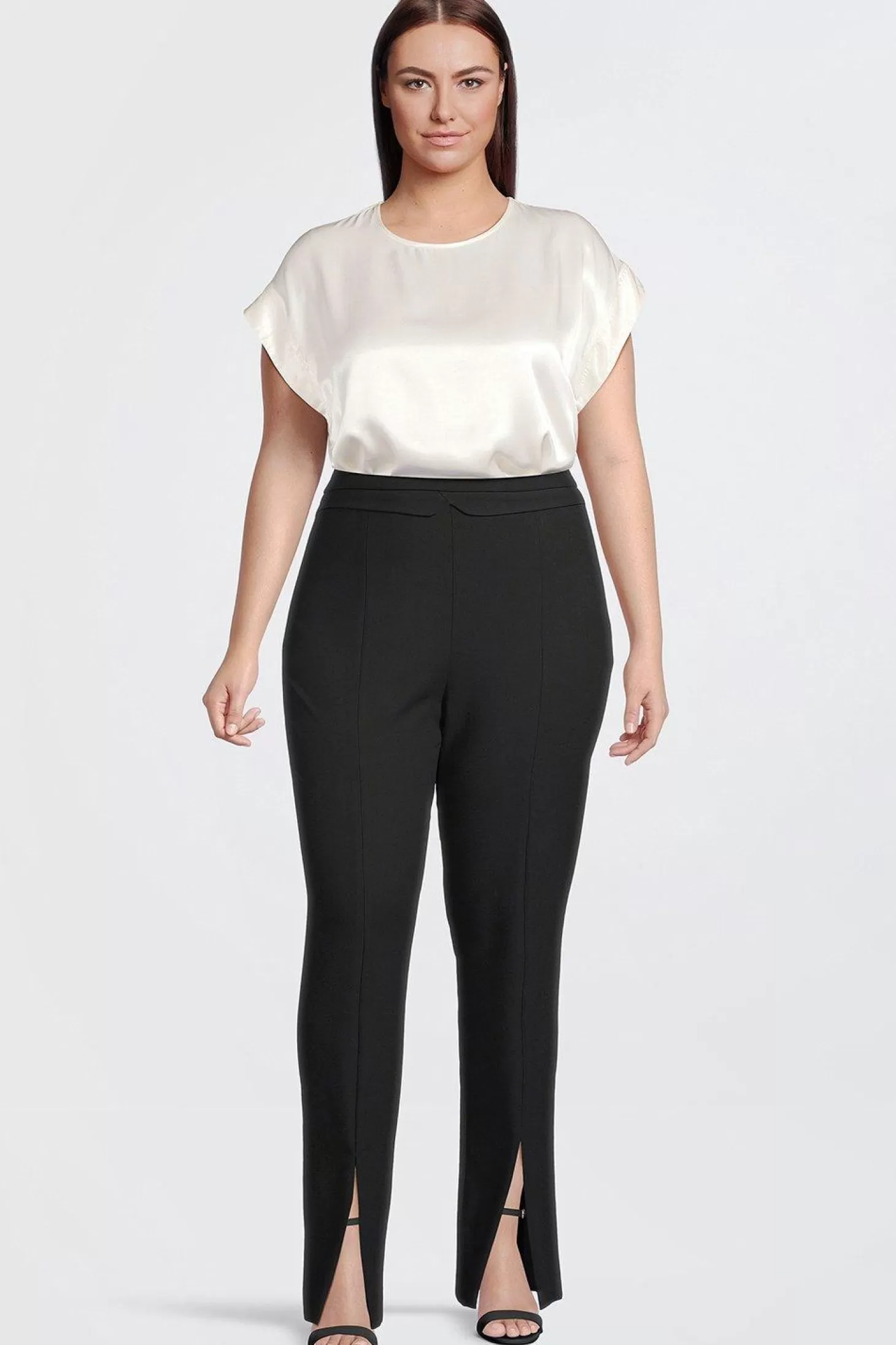 Karen Millen Plus Size Tailored Compact Stretch Split Hem Straight Pants