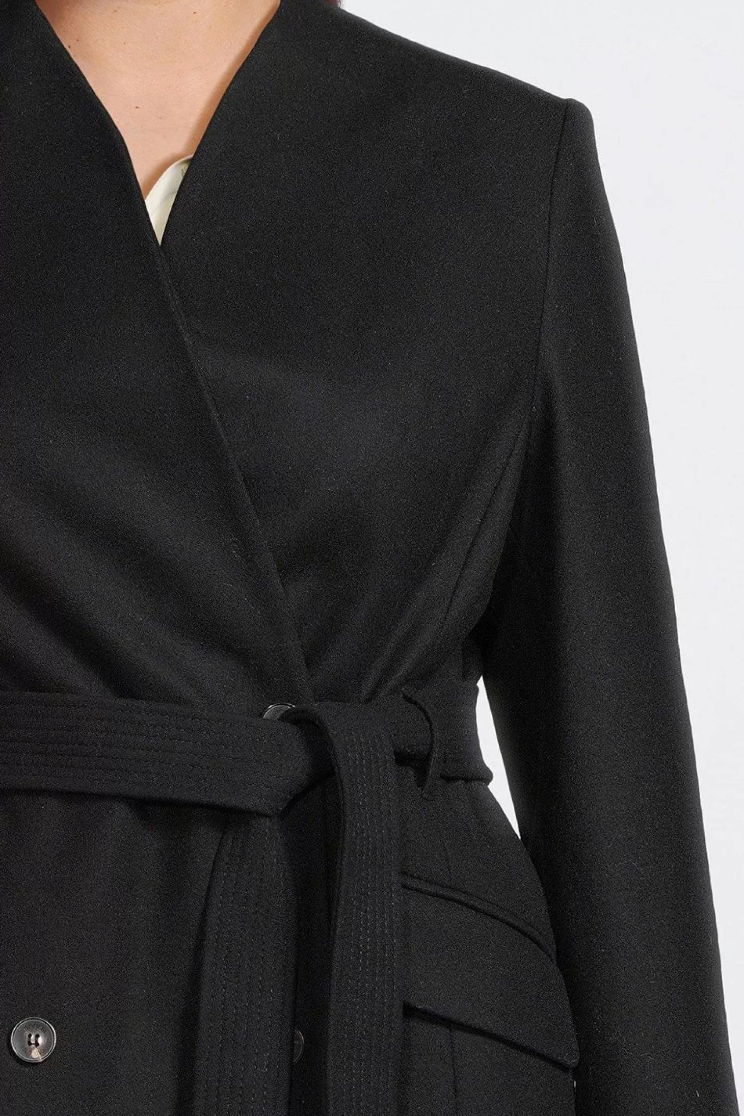 Karen Millen Plus Size Tailored Italian Manteco Wool Blend High Neck Belted Maxi Coat