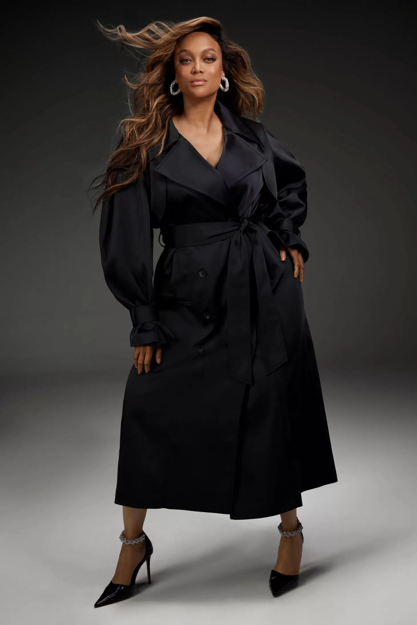 Karen Millen Plus Size Tailored Satin Maxi Belted Trench Coat