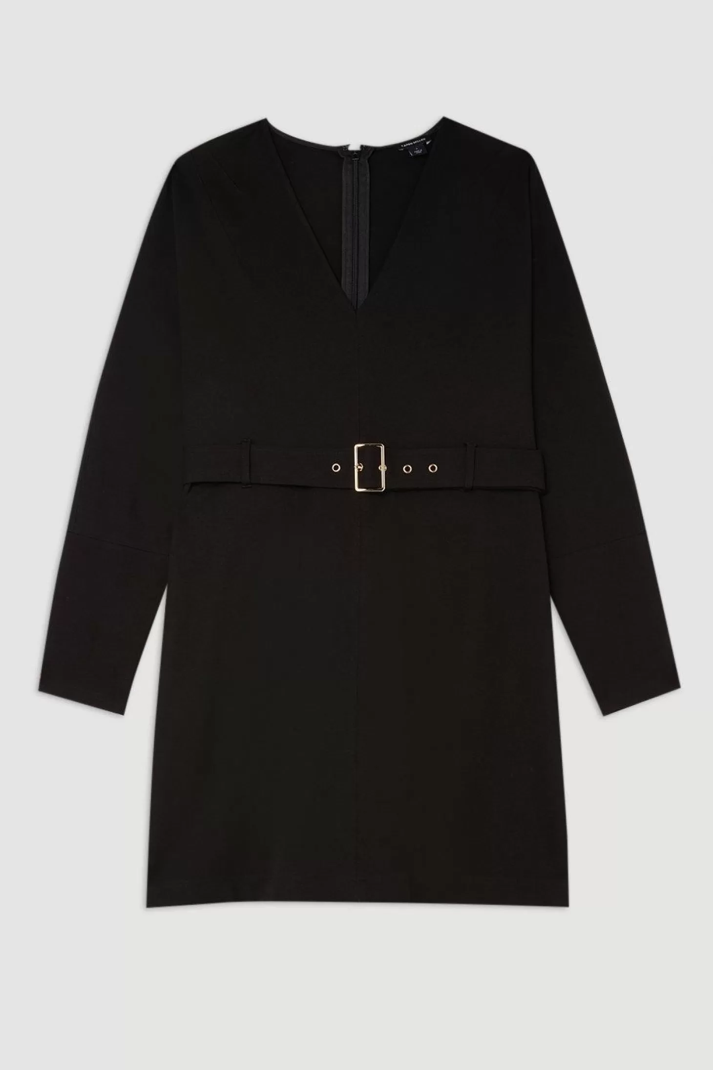 Karen Millen Plus Size V Neck Belted Ponte Jersey Mini Dress