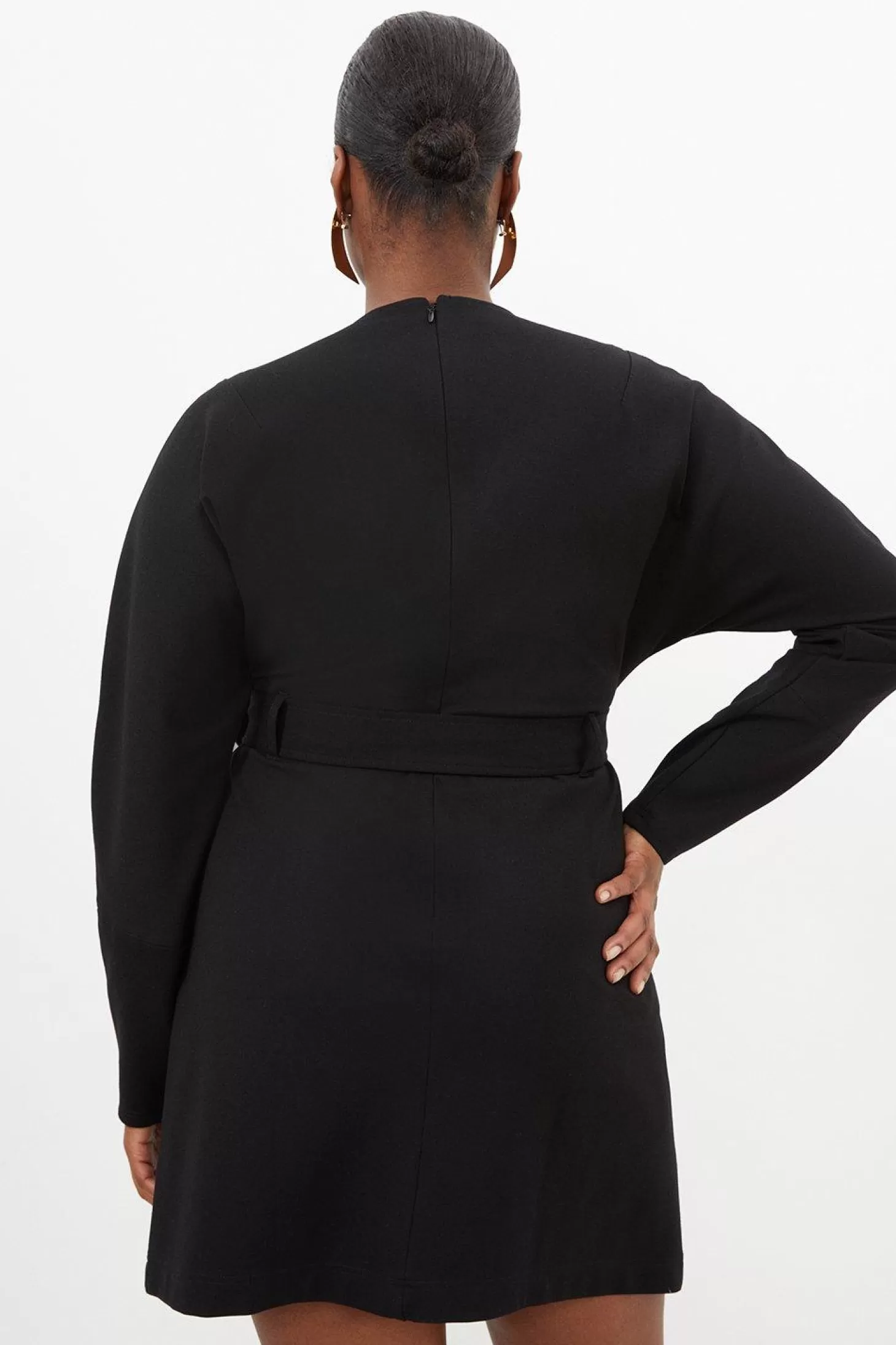 Karen Millen Plus Size V Neck Belted Ponte Jersey Mini Dress