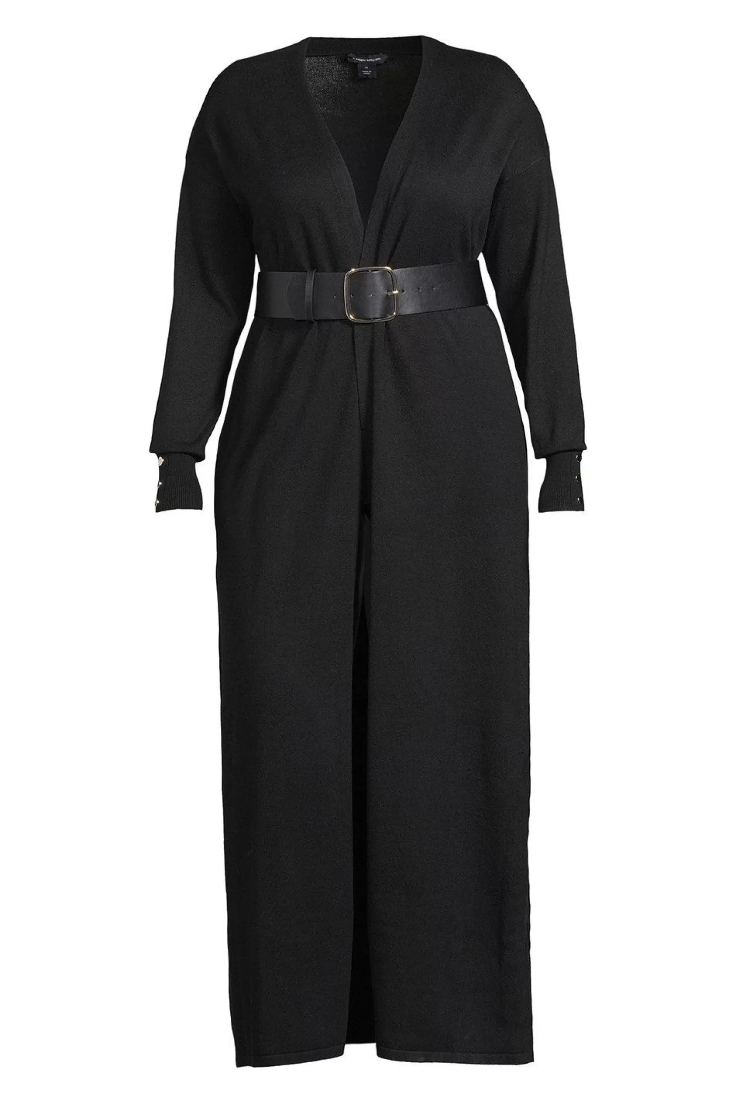 Karen Millen Plus Size Viscose Blend Knit Maxi Belted Cardigan