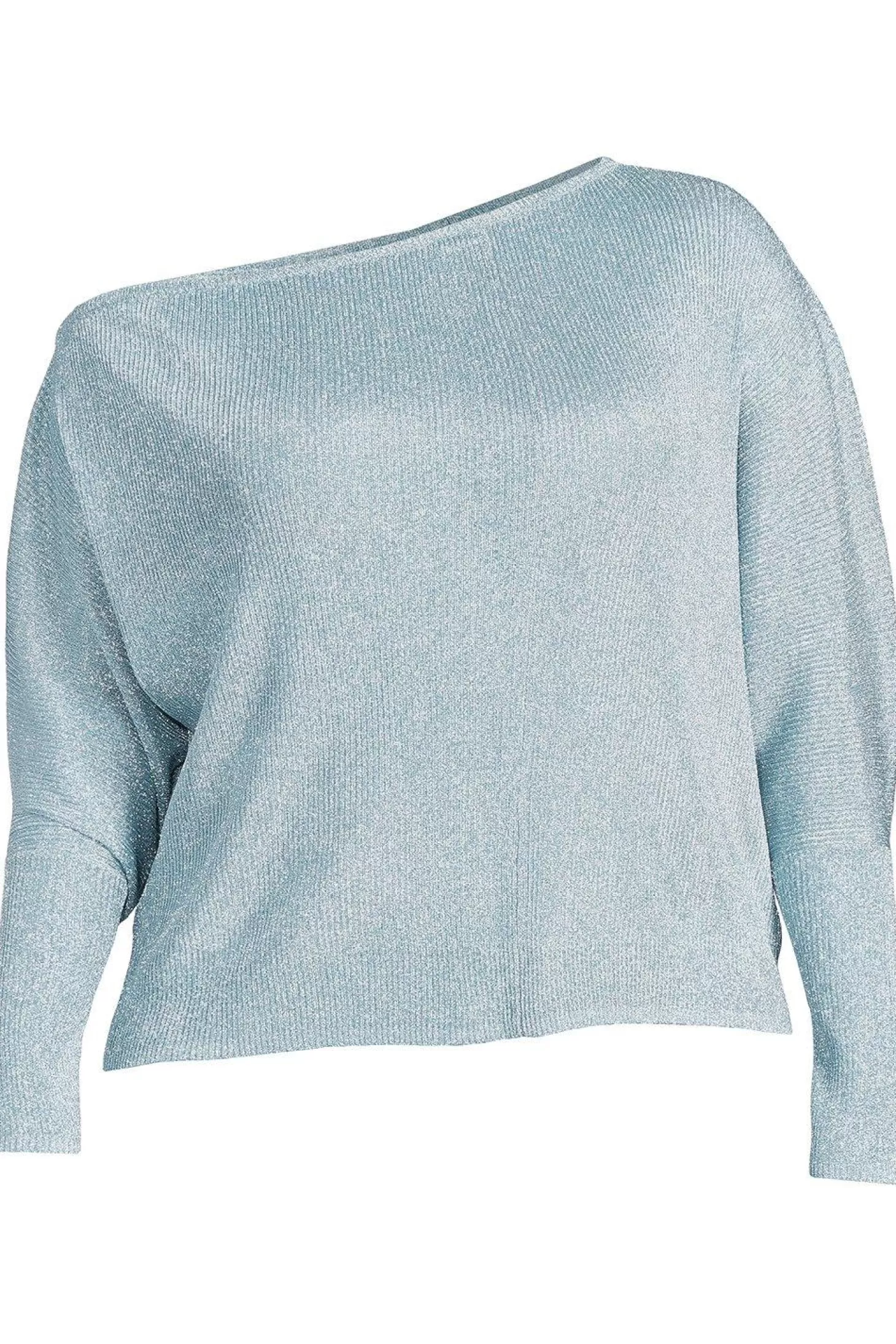 Karen Millen Plus Size Viscose Blend Metallic Sparkle Knit Drop Shoulder Top